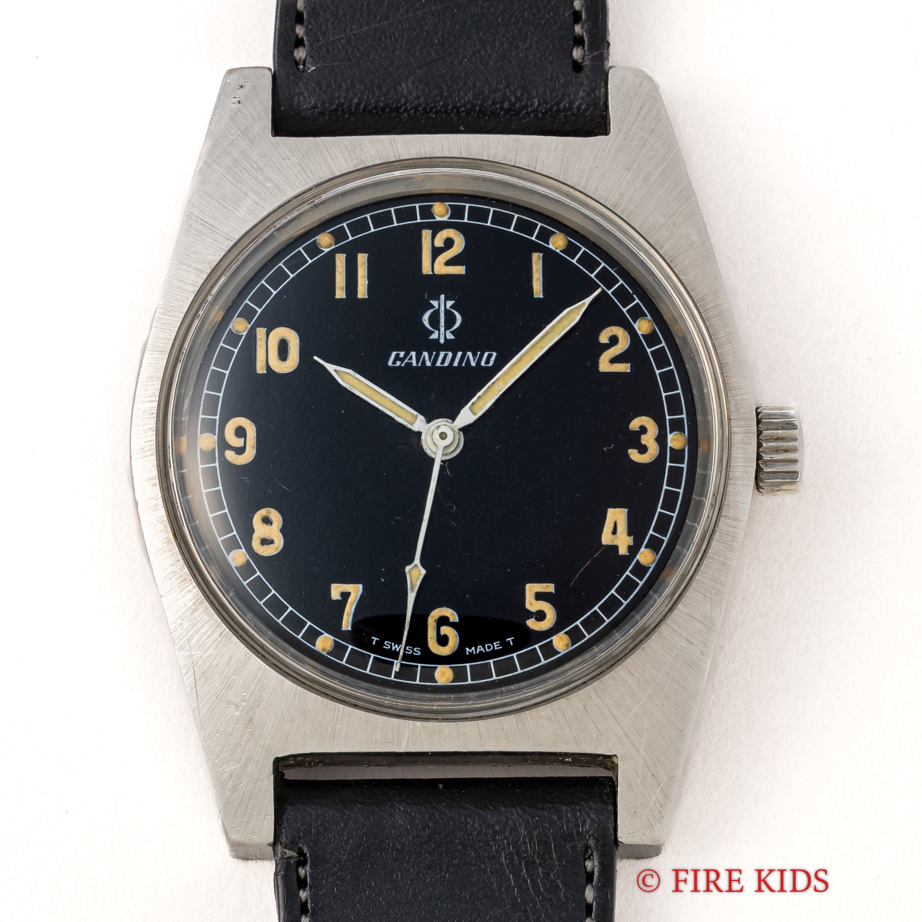キャンディーノ スウェーデン軍軍用時計 スリークラウンズ 1970年代製 スイス製 ハック付き