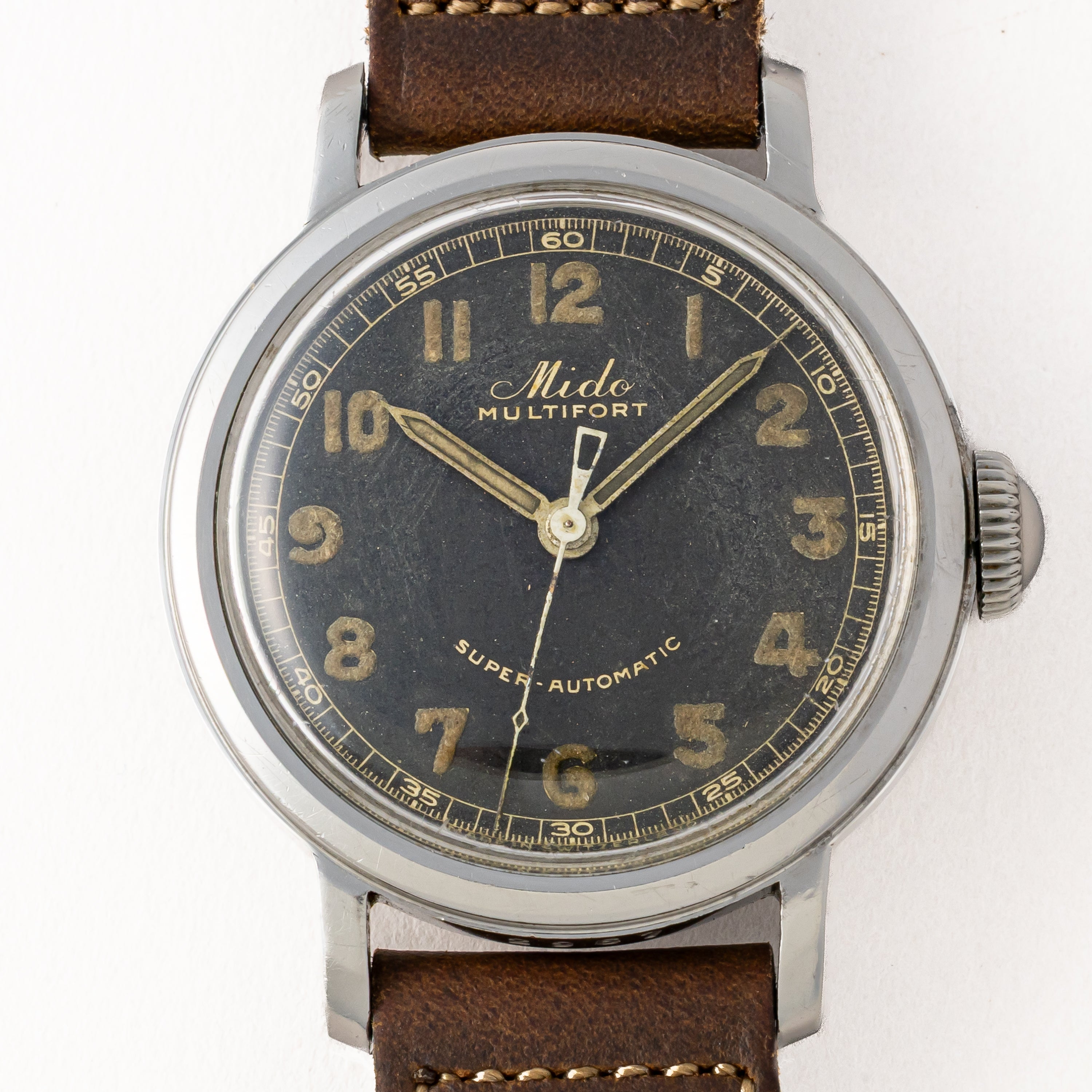 ミドー マルチフォート ラージケース オリジナルブラックダイヤル1940年代 バンパー式オートマチック