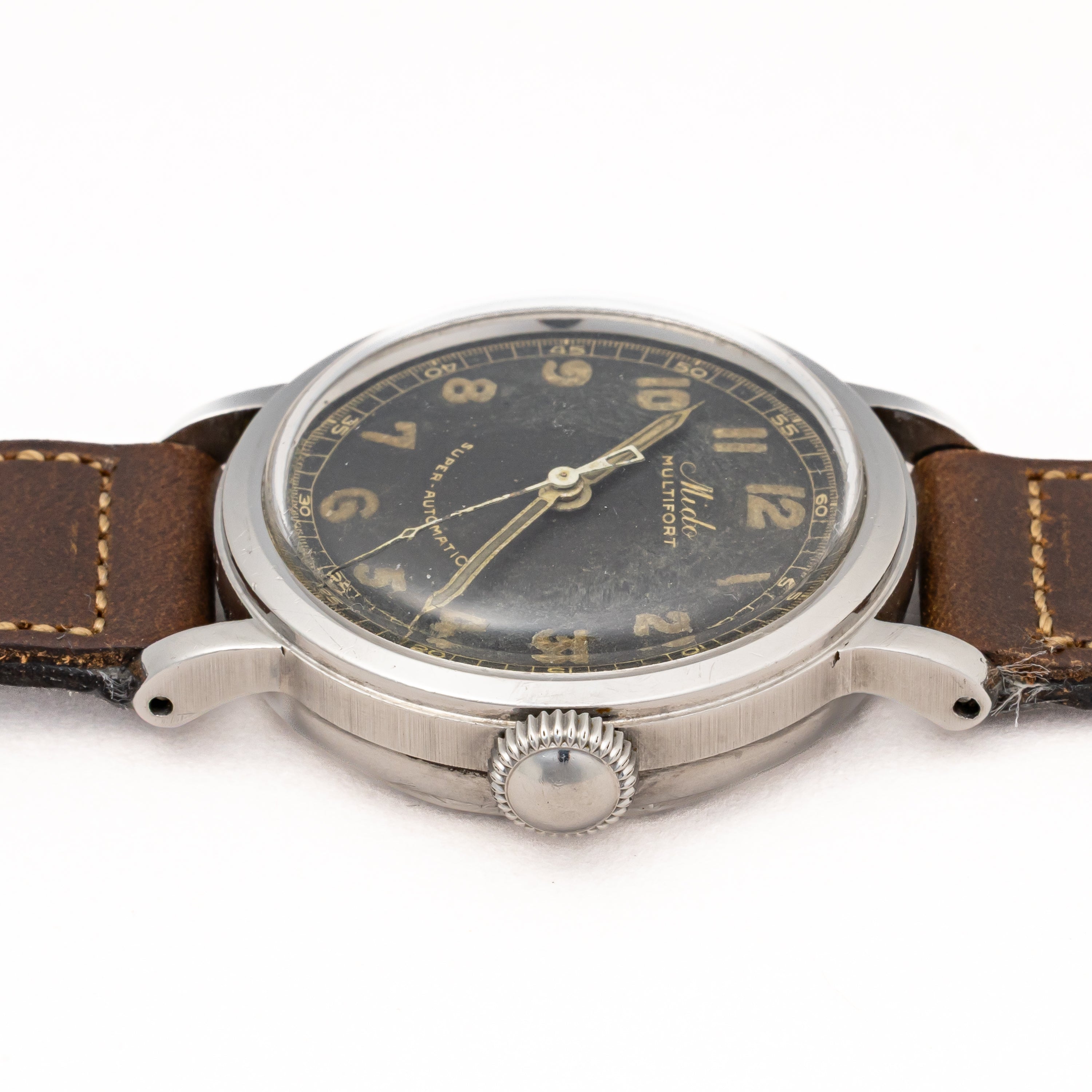 ミドー マルチフォート ラージケース オリジナルブラックダイヤル1940年代 バンパー式オートマチック