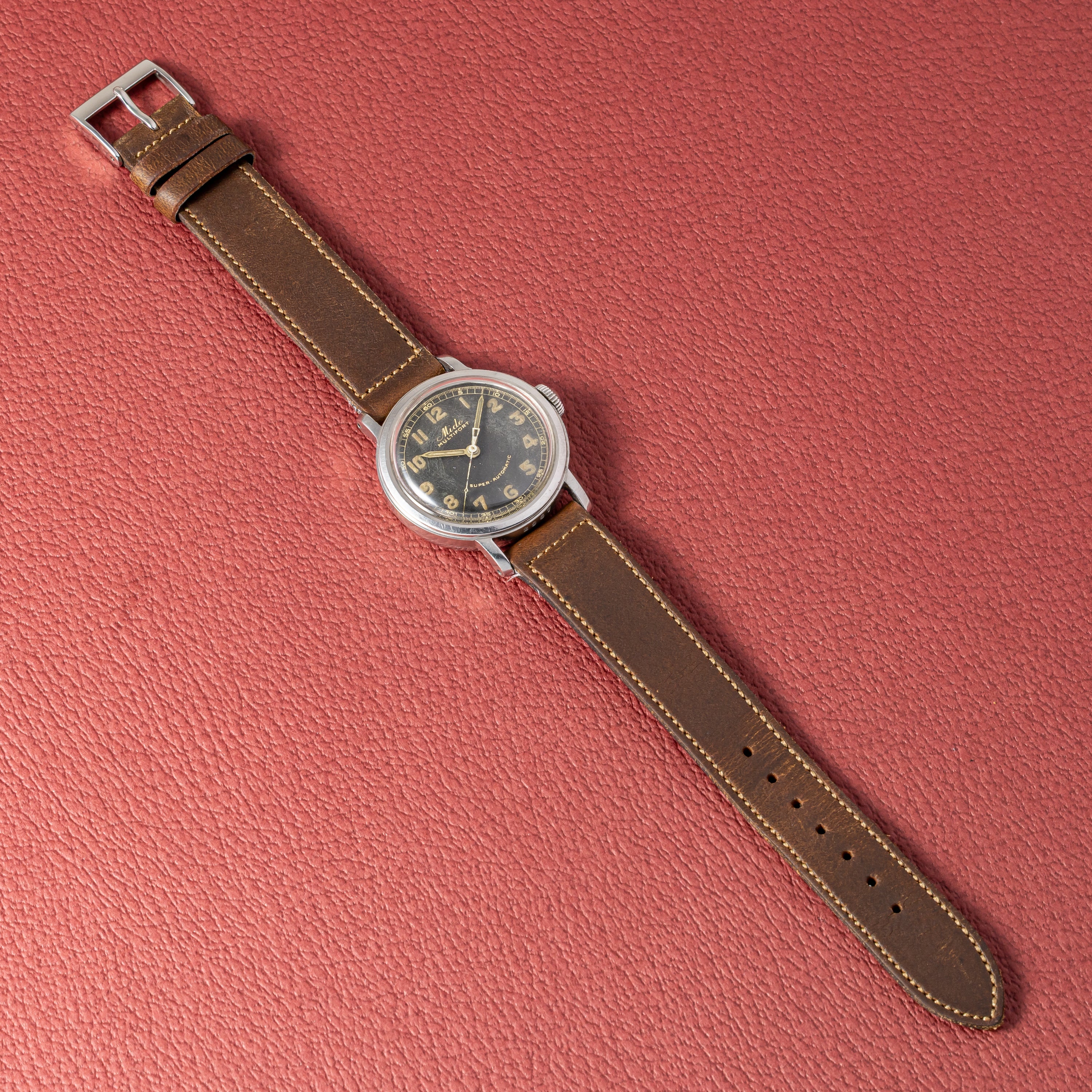 ミドー マルチフォート ラージケース オリジナルブラックダイヤル1940年代 バンパー式オートマチック