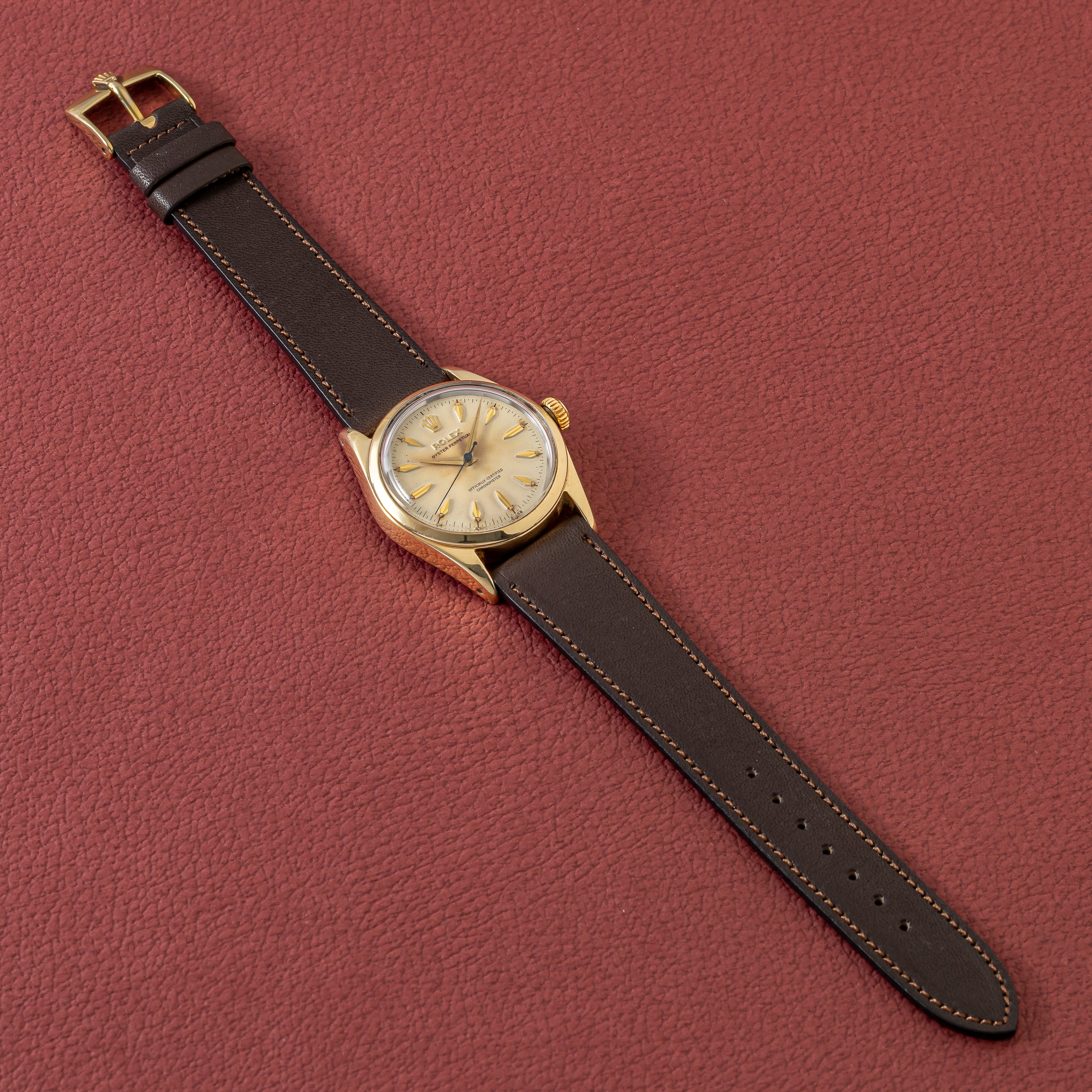 ロレックス オイスターパーペチュアル 金張り 1958年製 Ref.6634 純正尾錠付き
