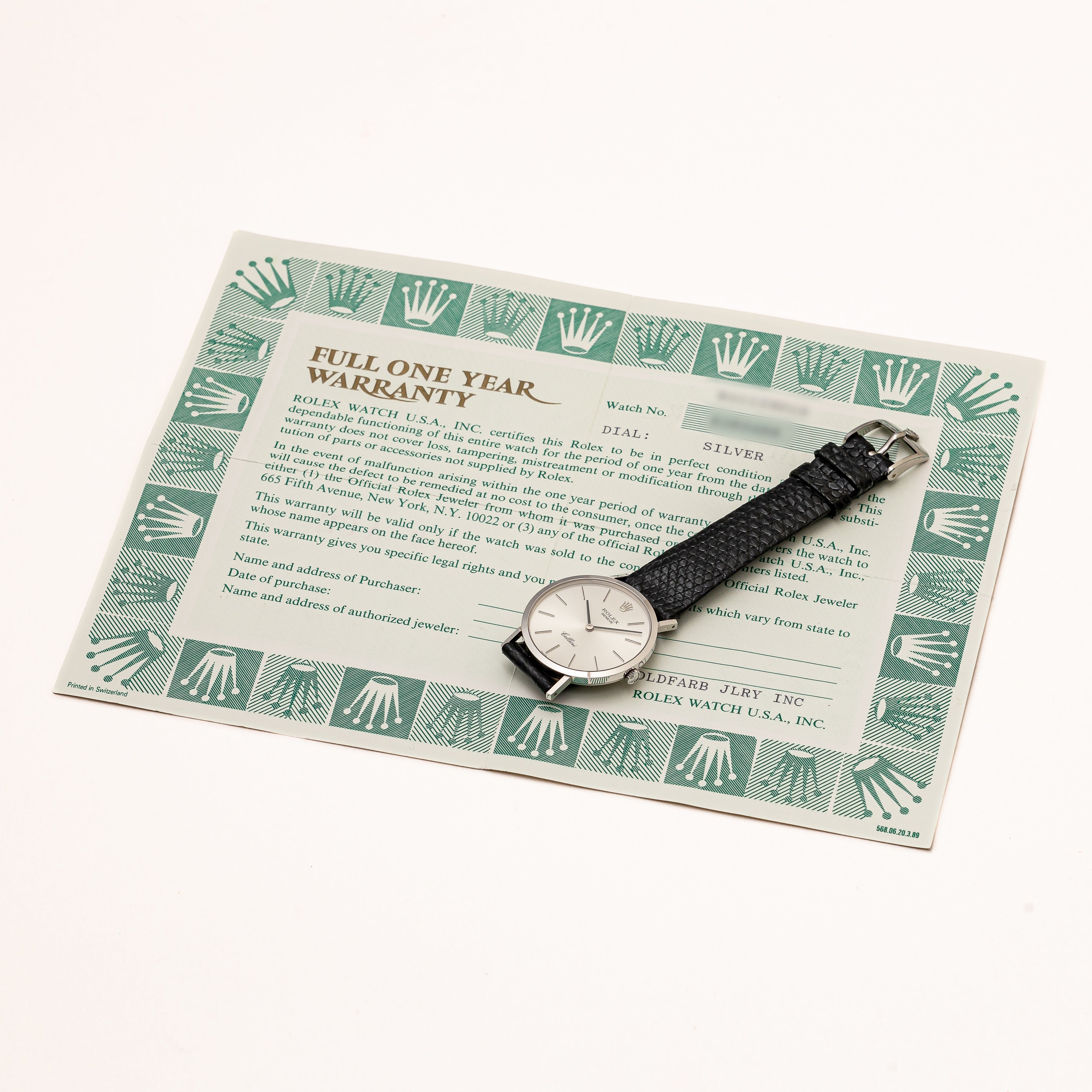 ロレックス チェリーニ 1976年製 Ref.4112 18金ホワイトゴールド 箱、ギャランティー付き