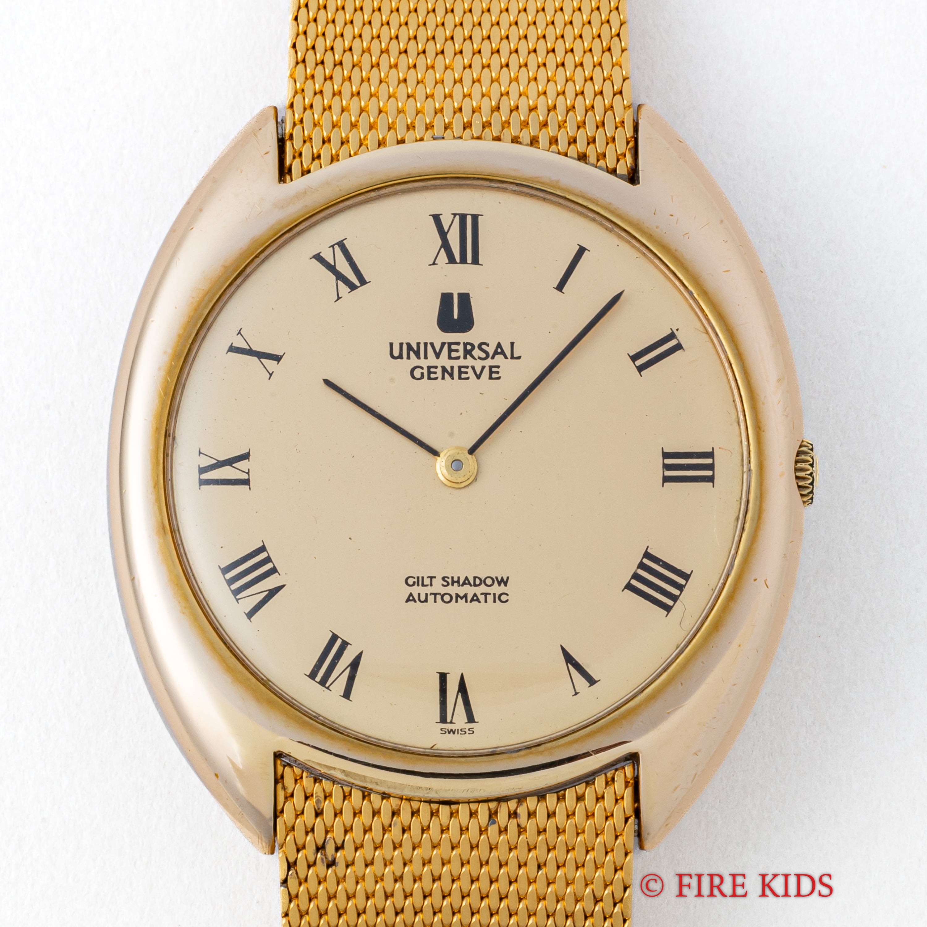 ユニバーサル・ジュネーブ ギルドシャドウ マイクロローター自動巻き Cal.2‐66 1970年代製 純正メッシュブレス