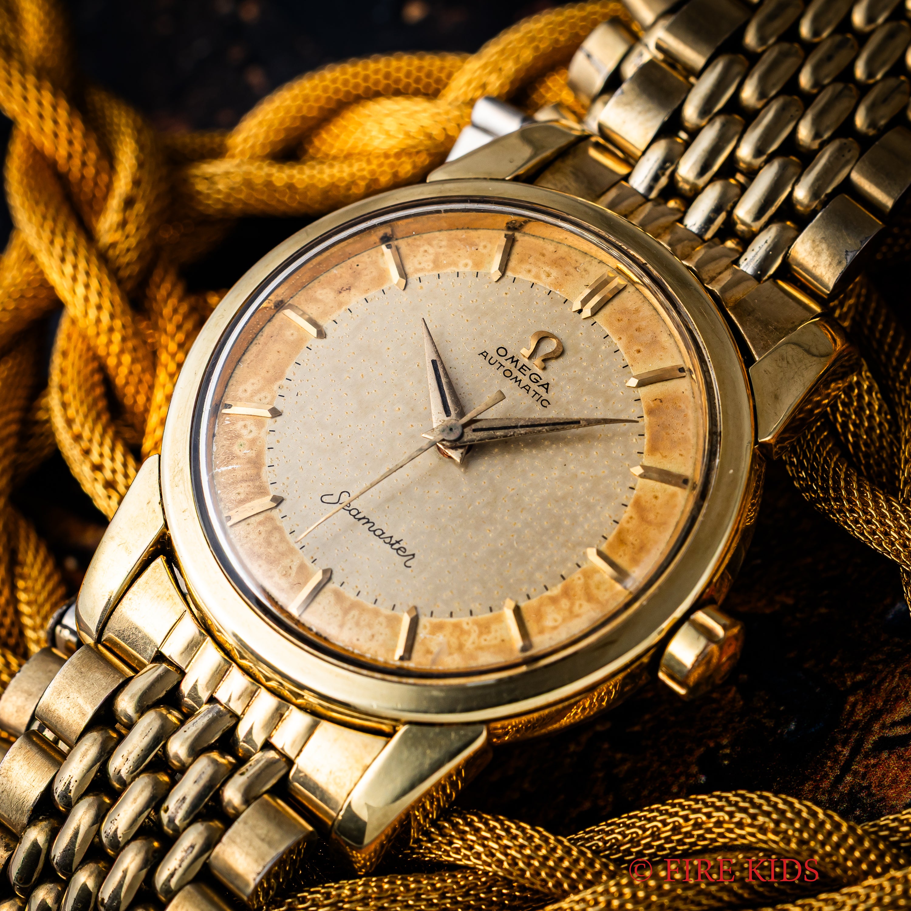 オメガ シーマスター ツートンダイヤル 1956年製 トップゴールドケース 純正ブレス