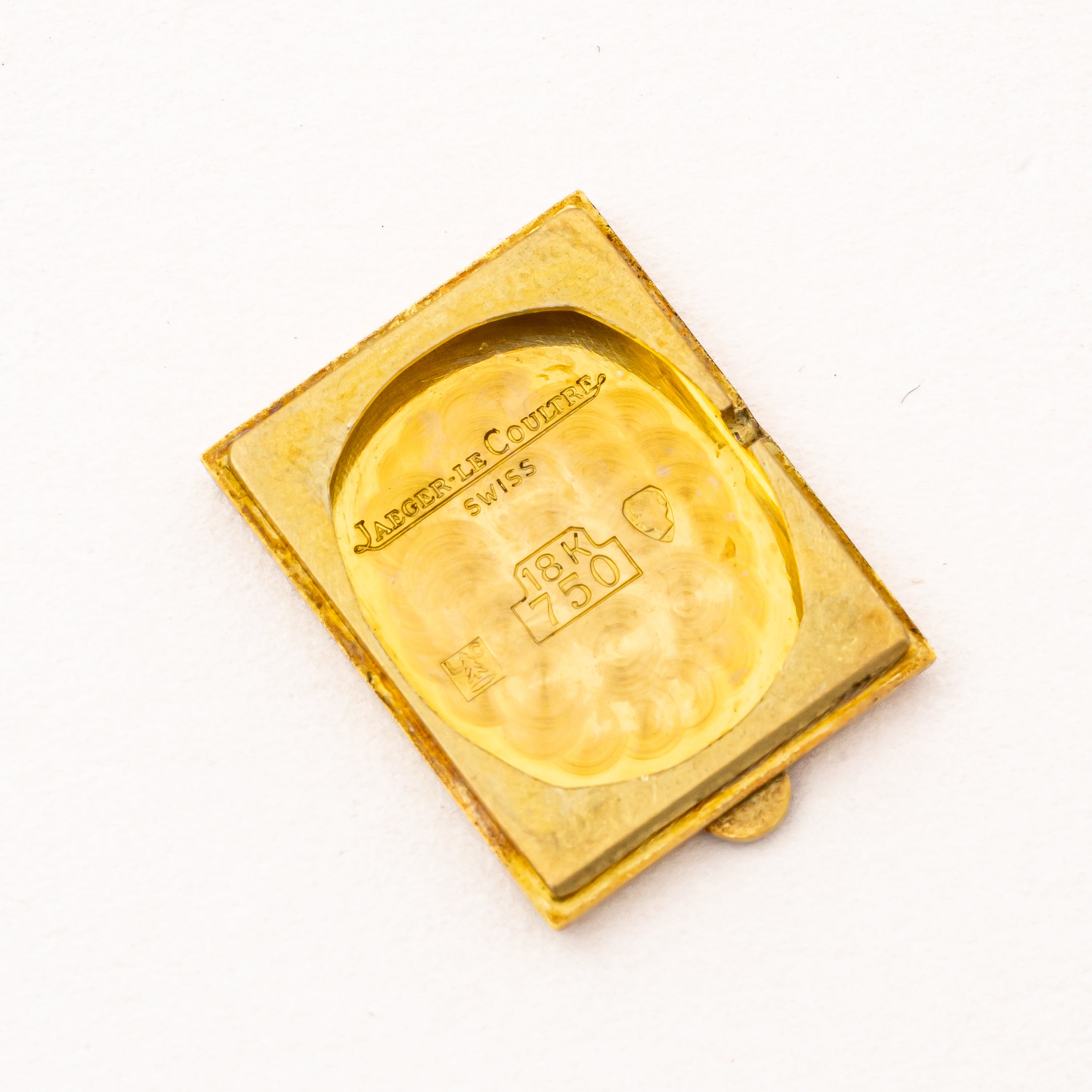 ジャガールクルト 18金無垢スクエアケース ブラックローマン 純正尾錠付き レディース 手巻き