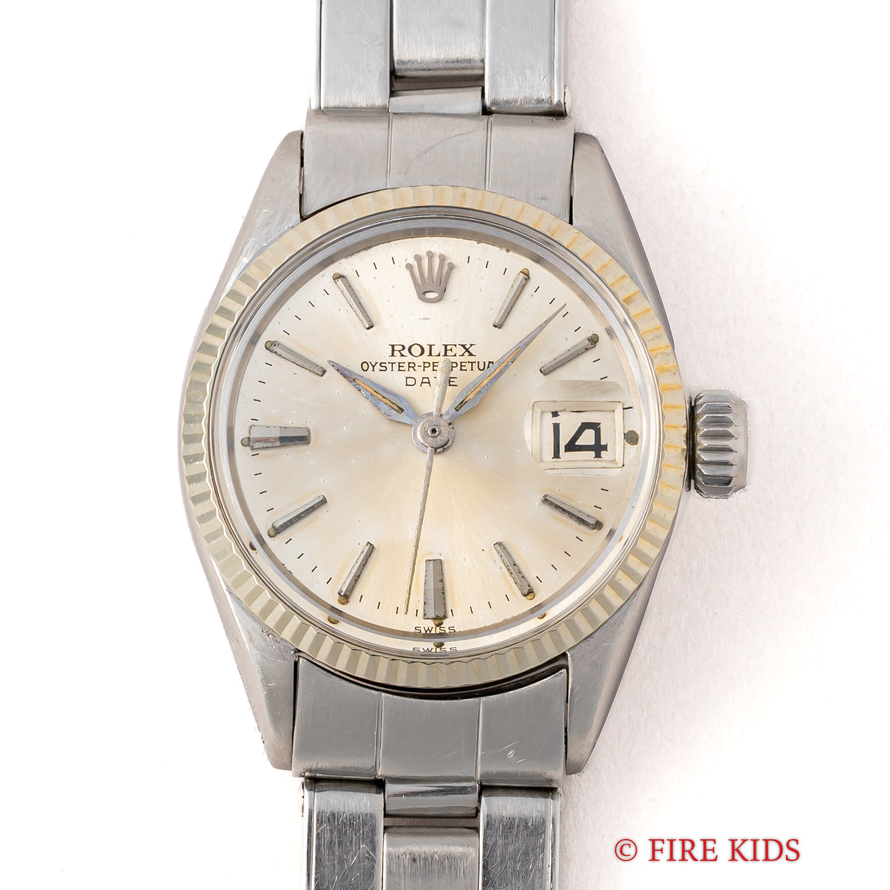 ロレックス オイスターパーペチュアルデイト レディース WGベゼル 1963年製 アルファハンド Ref.6517