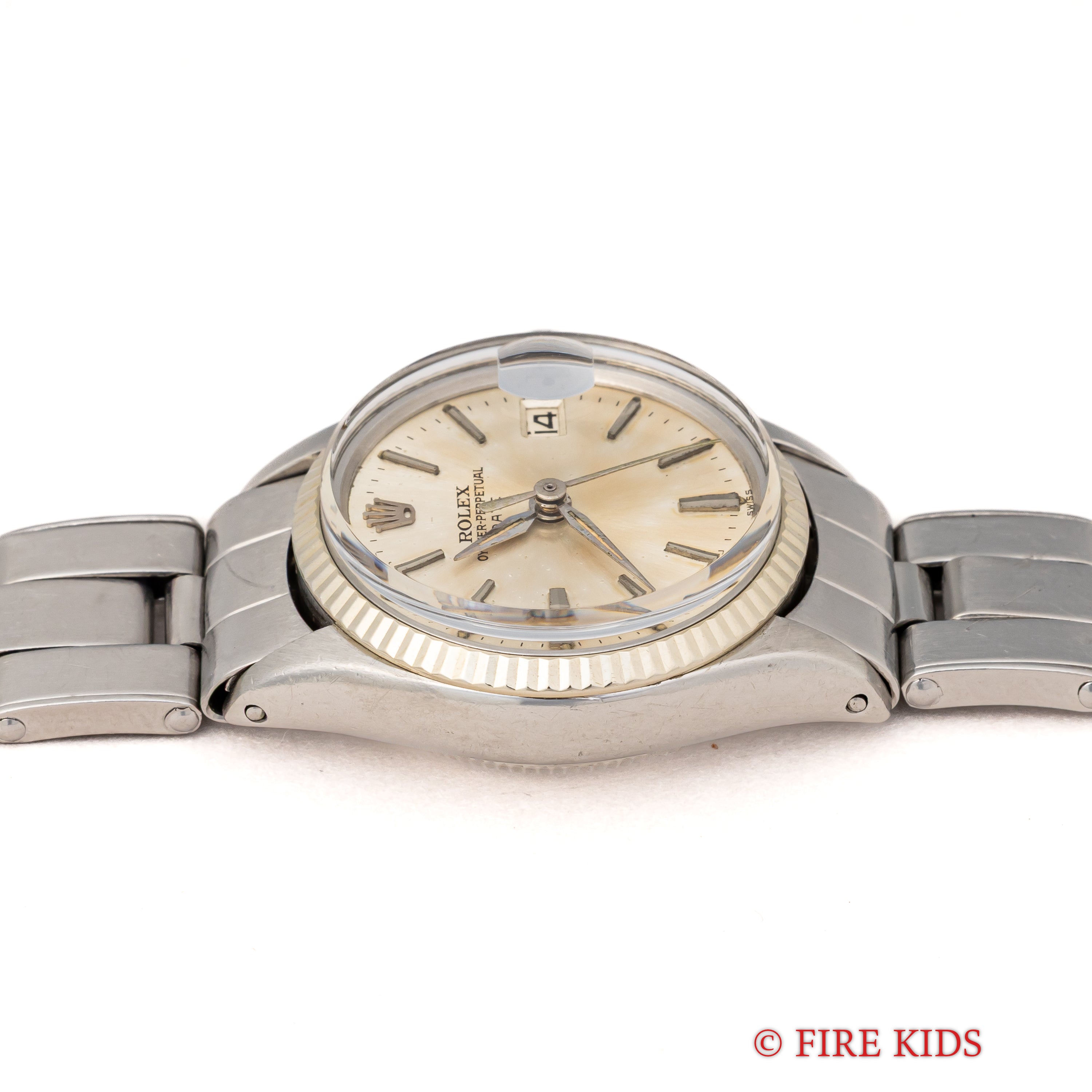 ロレックス オイスターパーペチュアルデイト レディース WGベゼル 1963年製 アルファハンド Ref.6517