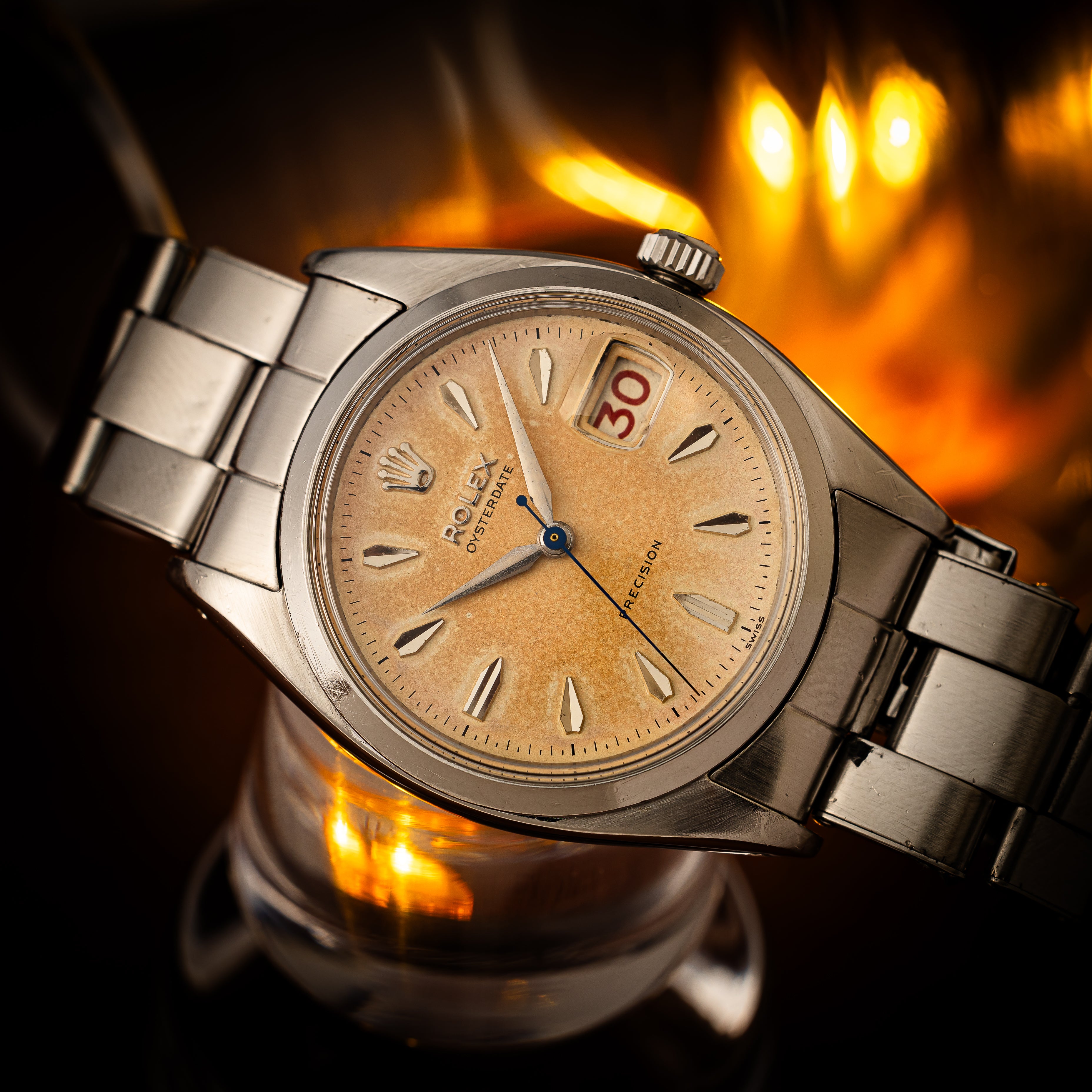 ロレックス オイスターデイト 1956年製 Ref.6494 剣針 赤黒カレンダー