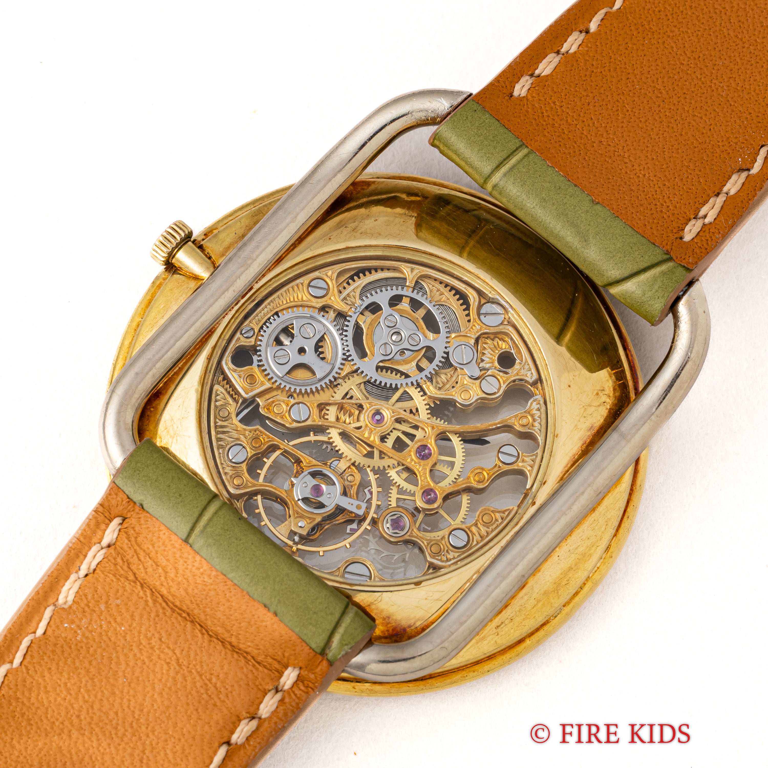 エルメス オーデマ・ピゲ アルソー 18金無垢ベゼルダイヤ 1980年代製 手巻き 純正金無垢尾錠 スケルトン YG+WG