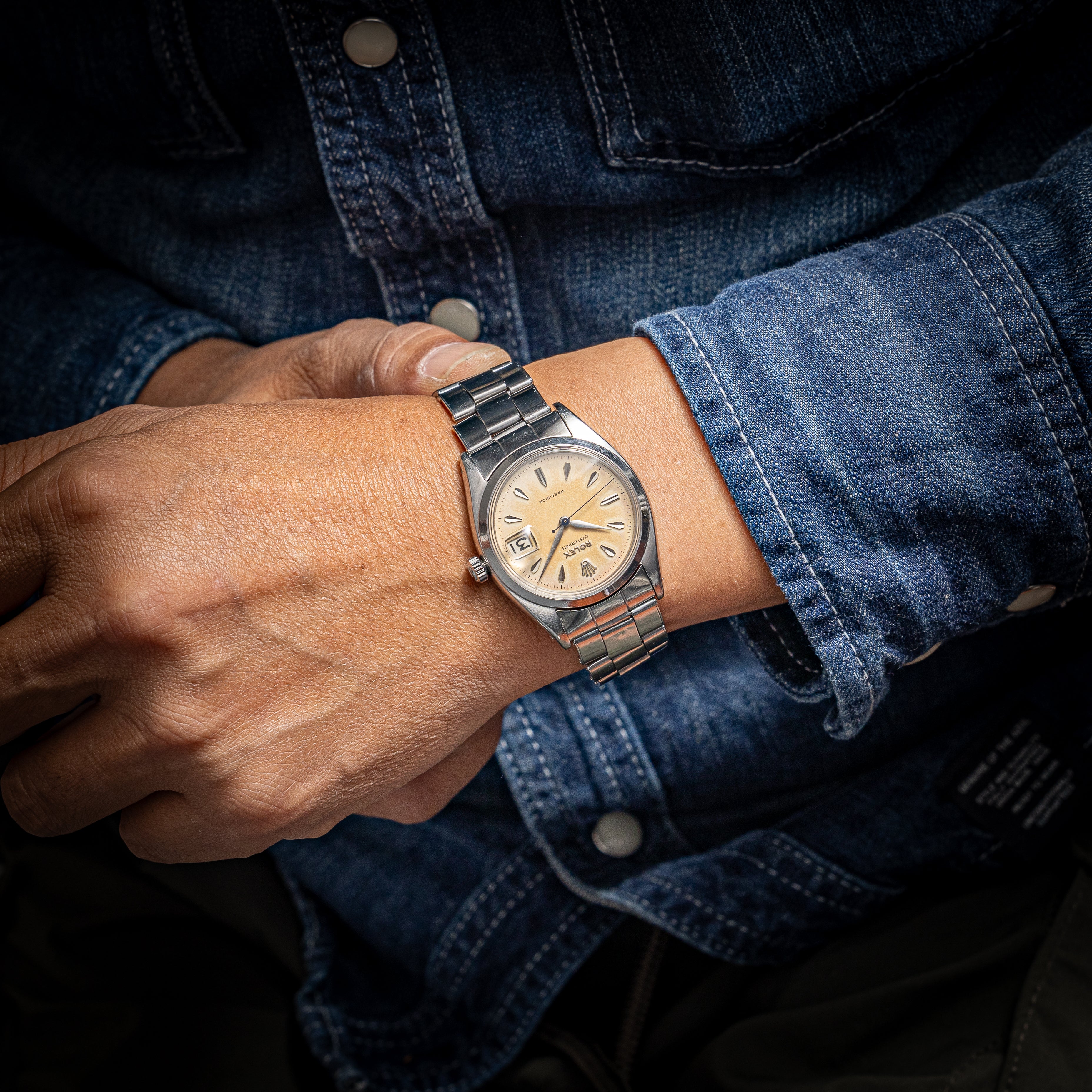 ロレックス オイスターデイト 1956年製 Ref.6494 剣針 赤黒カレンダー