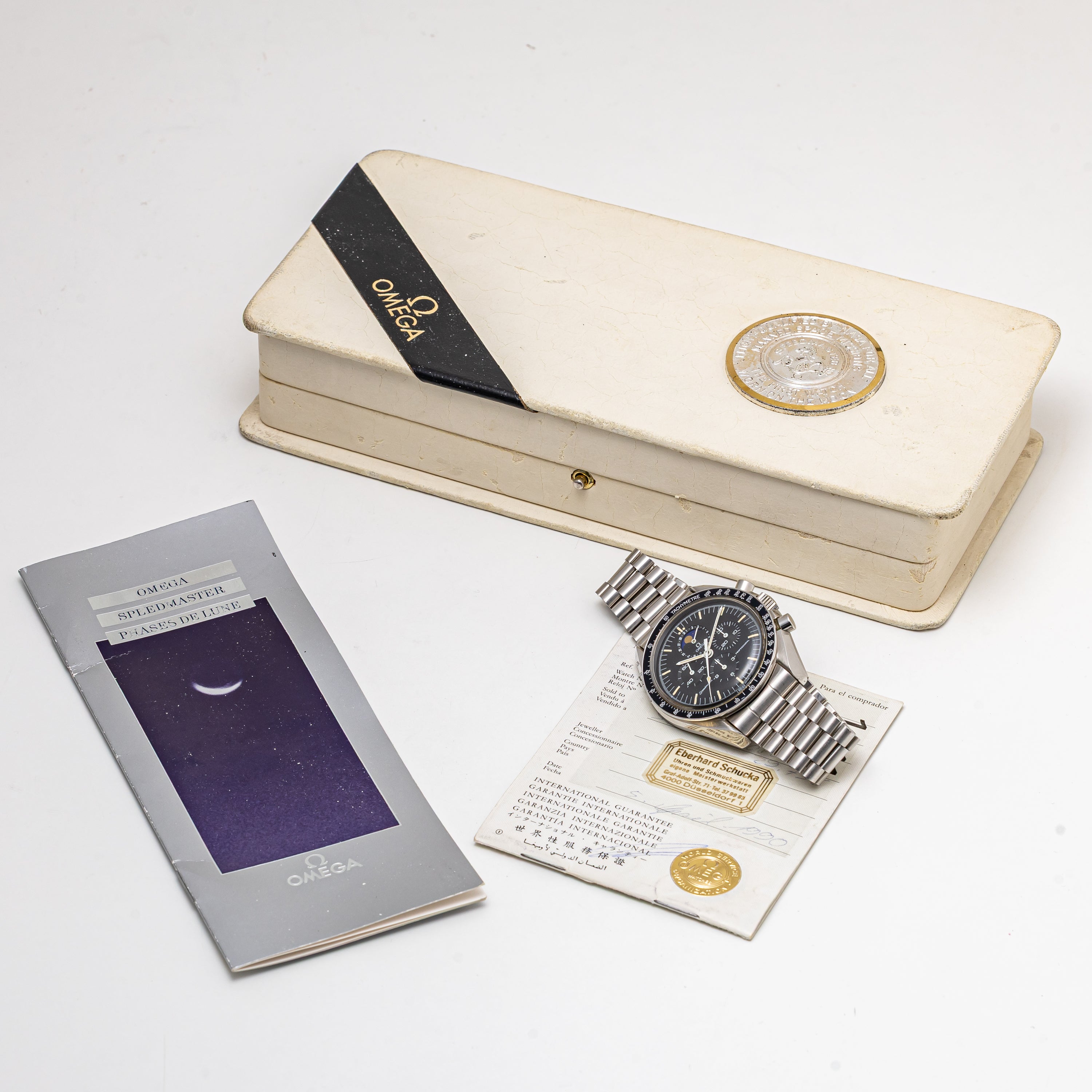 オメガ スピードマスター プロフェッショナル 1985年製 ムーンフェイズ Ref.ST345.0809 箱、ギャラ付き