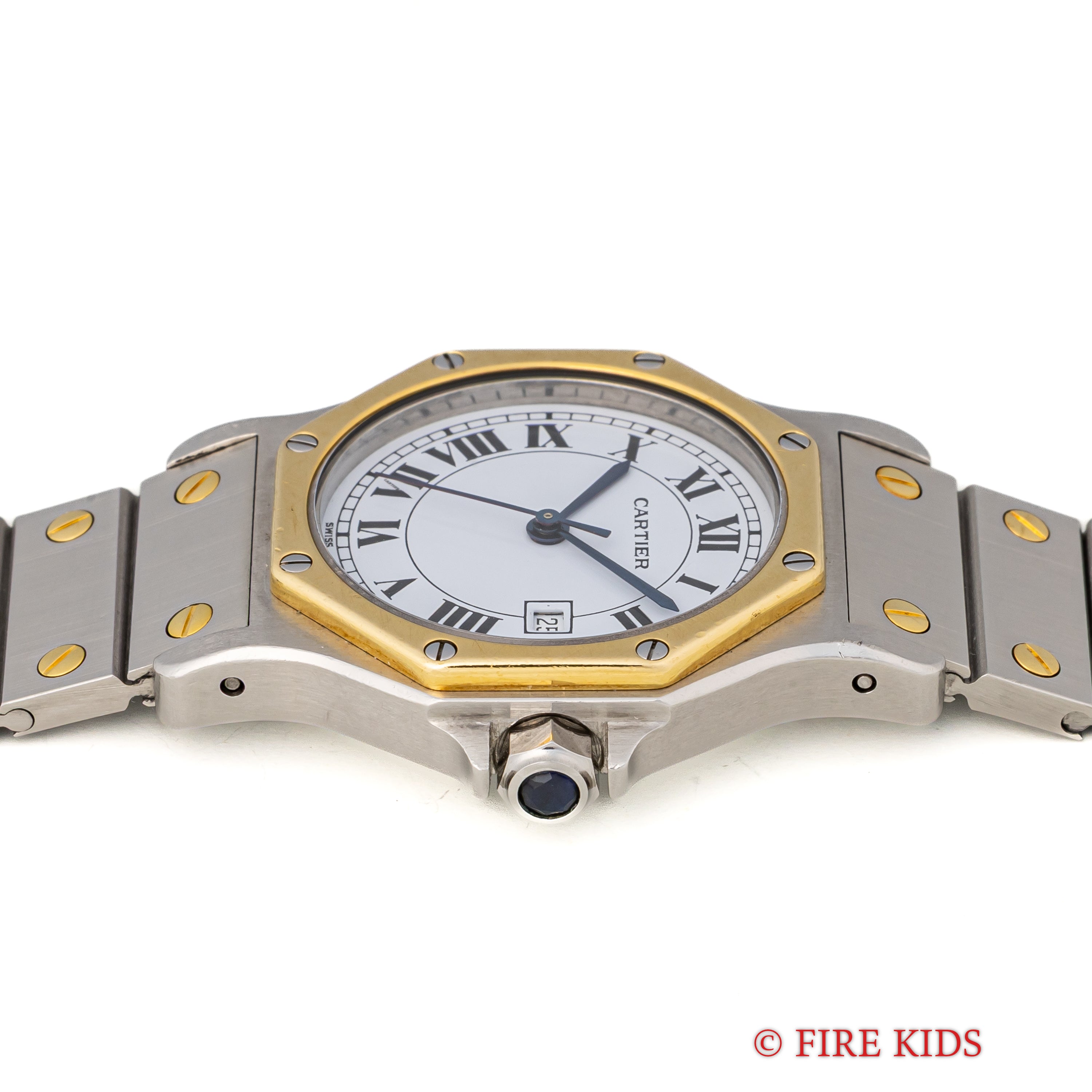 カルティエ サントスオクタゴン LMサイズ 1980年代製 自動巻 コンビ 純正ブレス