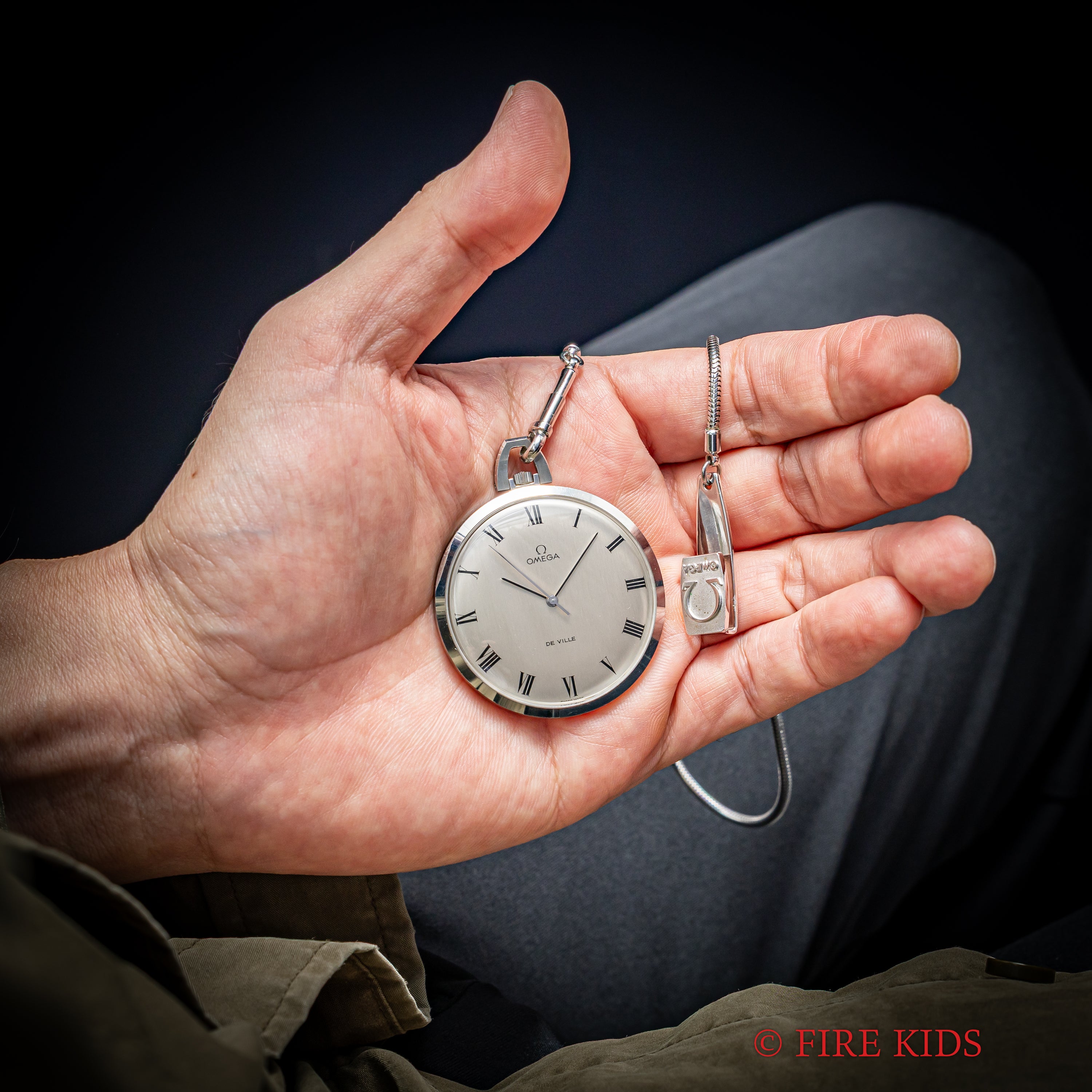 オメガ 懐中時計 デ・ヴィル 1970年製(昭和45年製)Ref.131.1714 手巻 Cal.601 純正チェーン付