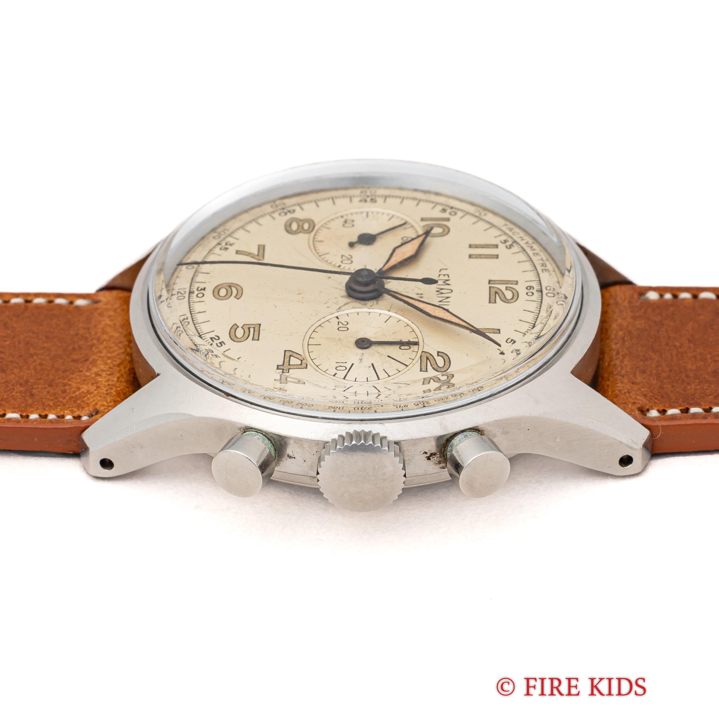 レマニア 1950年代製 2レジスタークロノグラフ Cal.27CH 手巻 スクリューバック ラウンドプッシャー