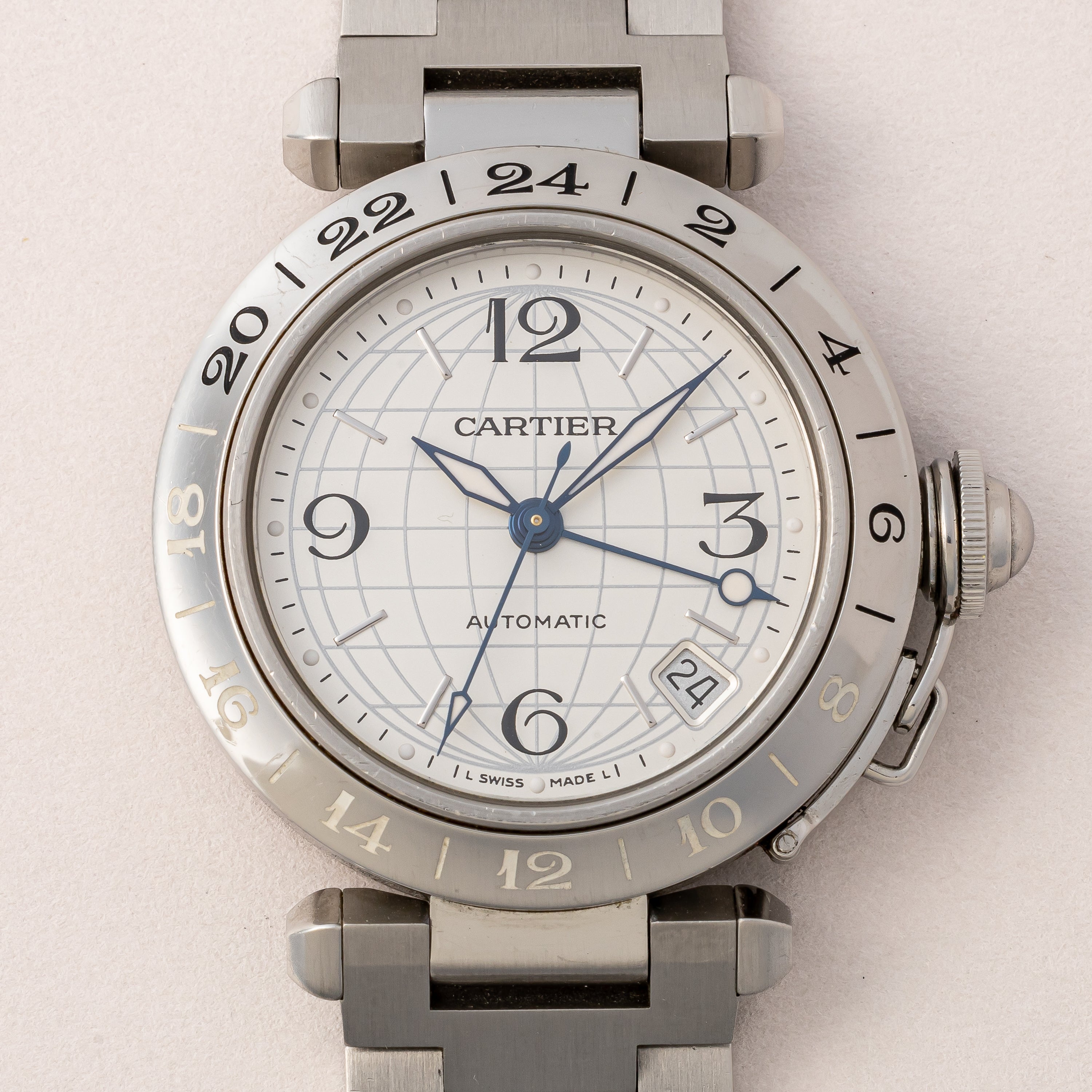 カルティエ パシャC メリディアン 2000年代製 Ref.2377 GMT シルバーダイヤル