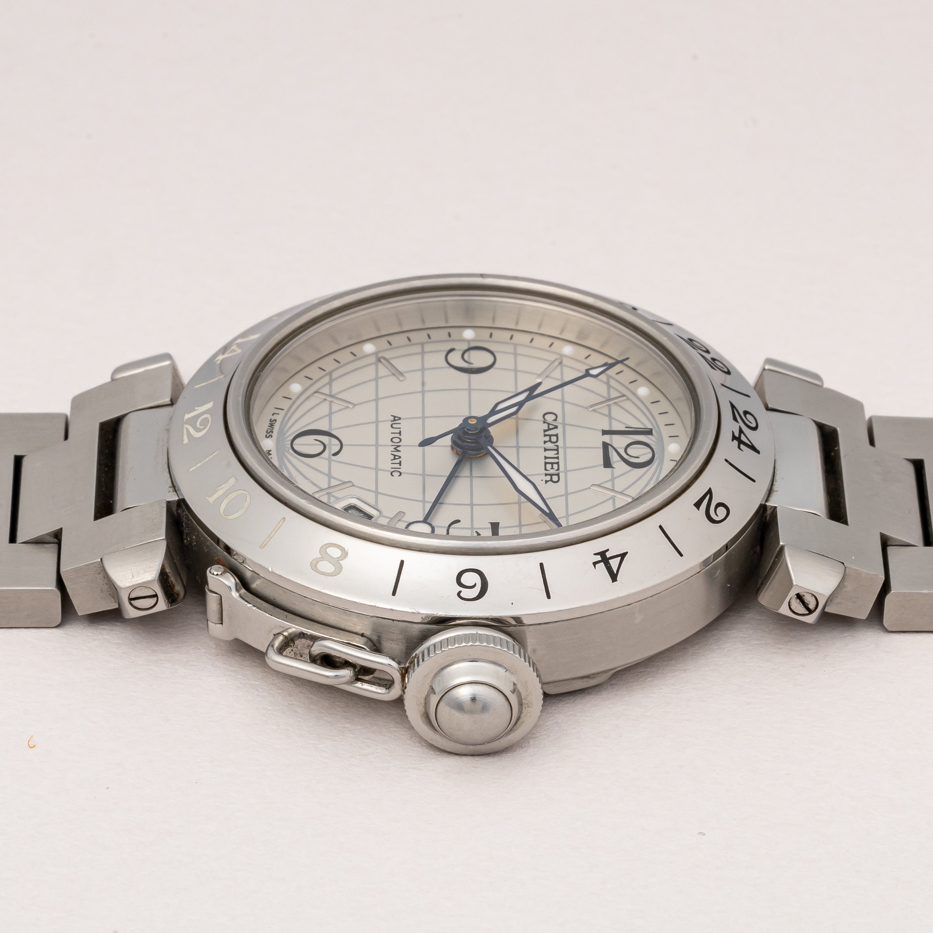 カルティエ パシャC メリディアン 2000年代製 Ref.2377 GMT シルバーダイヤル