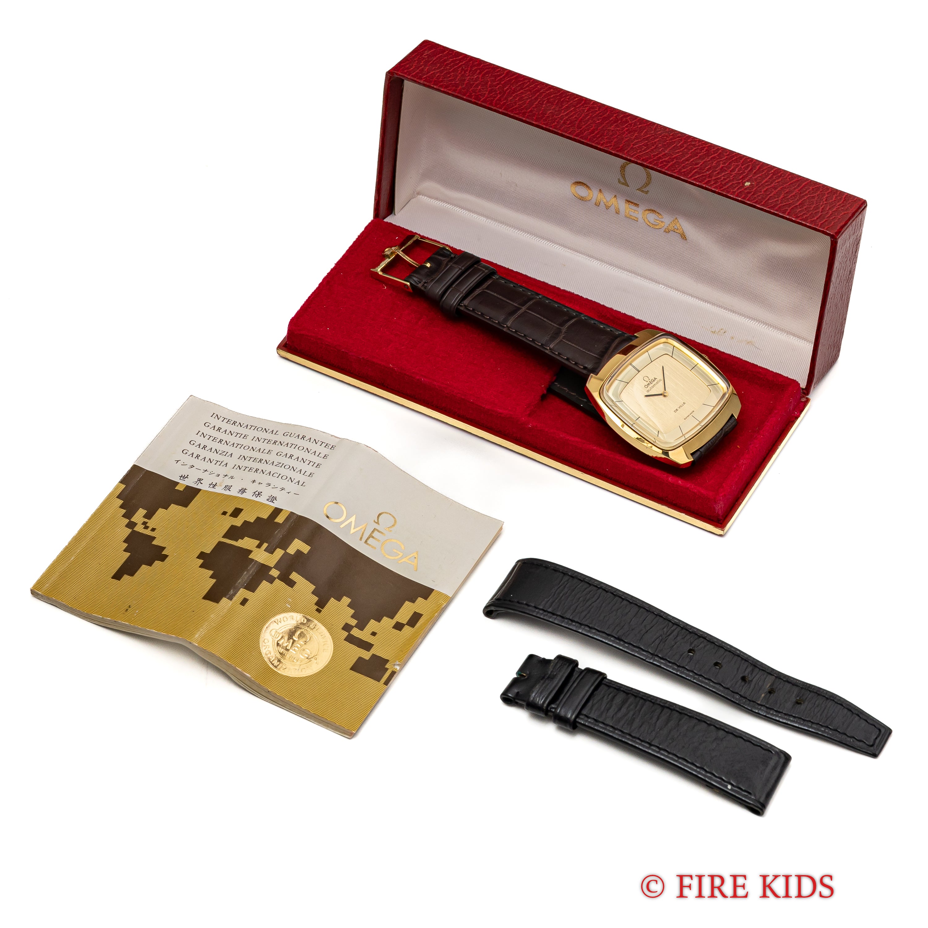 オメガ デ・ヴィル TVスクリーン ツートンダイヤル トップゴールド 1973年製 自動巻 Cal.711 Ref.151.0051 箱付き