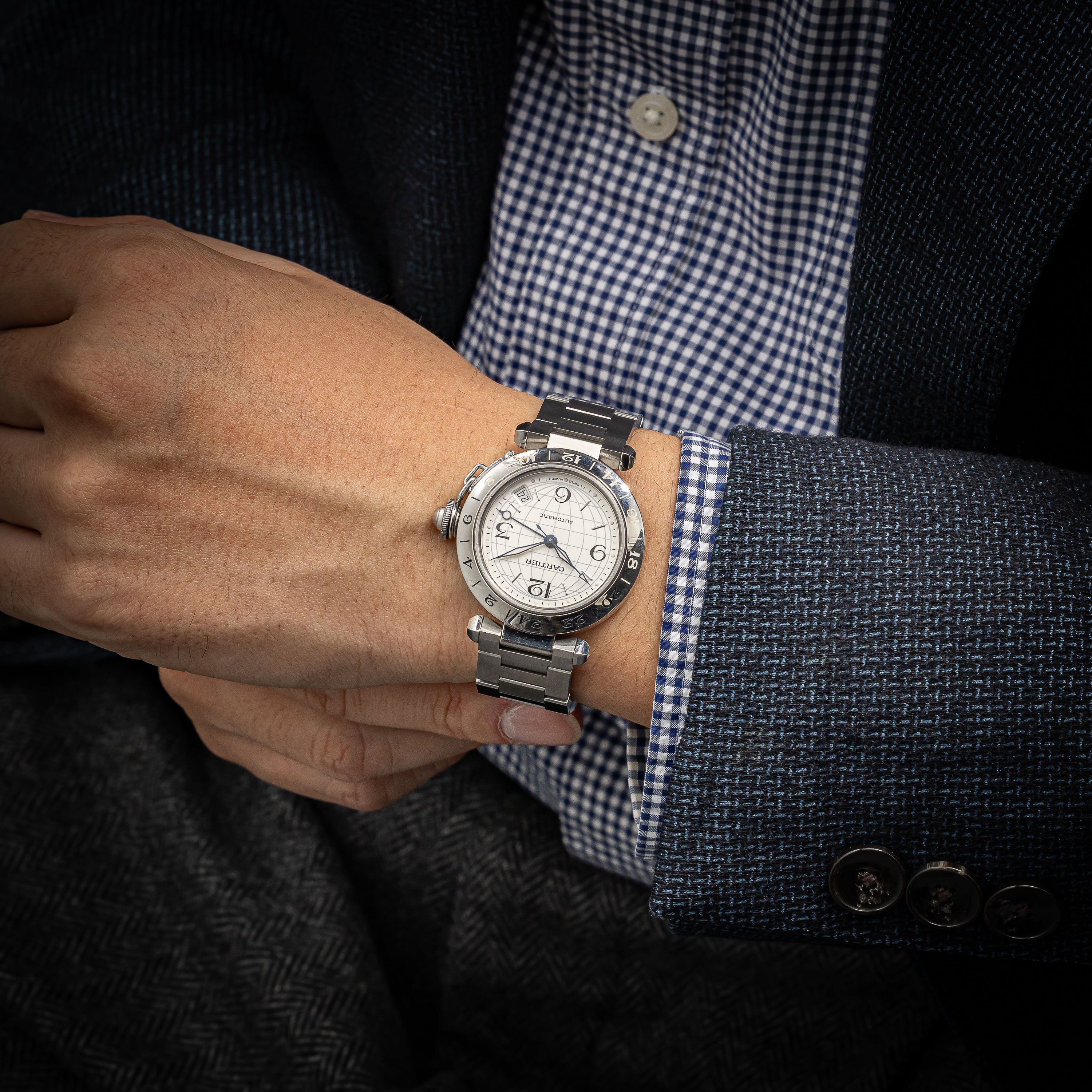 カルティエ パシャC メリディアン 2000年代製 Ref.2377 GMT シルバーダイヤル