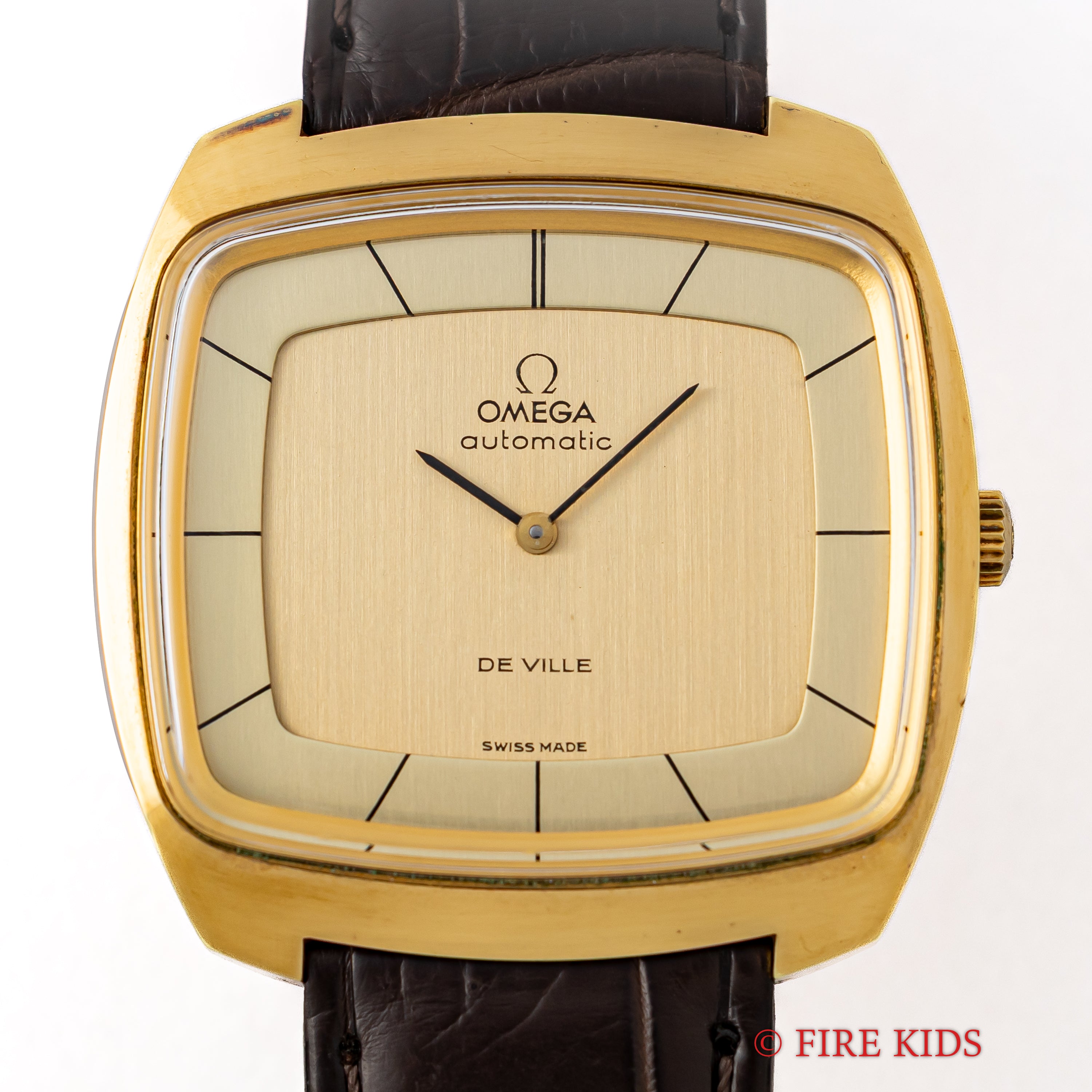 オメガ デ・ヴィル TVスクリーン ツートンダイヤル トップゴールド 1973年製 自動巻 Cal.711 Ref.151.0051 箱付き