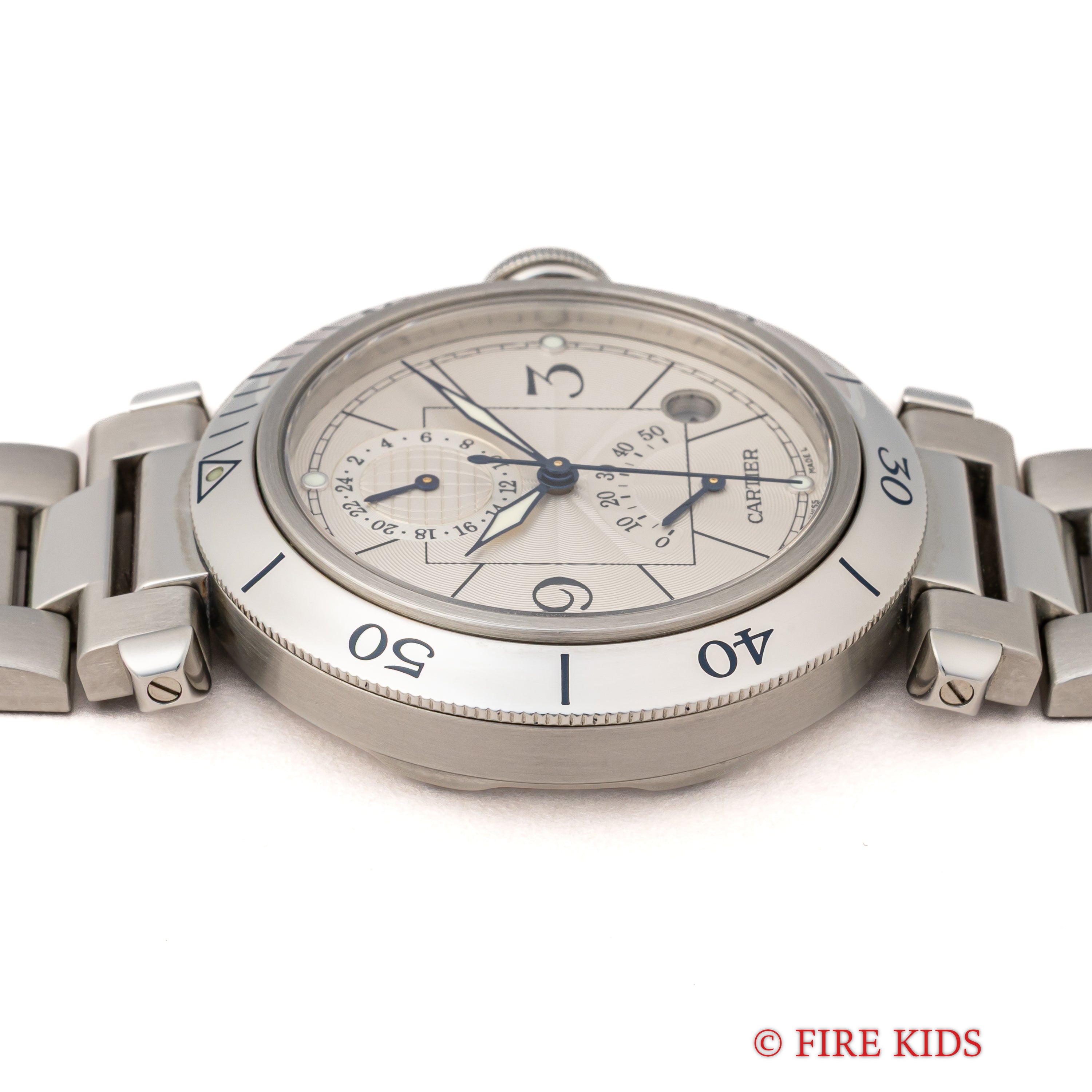 カルティエ パシャ シータイマーGMT 自動巻き 2001年販売ギャラ記載 自動巻き パワーリザーブ 38mmケース 箱 ギャラ付き