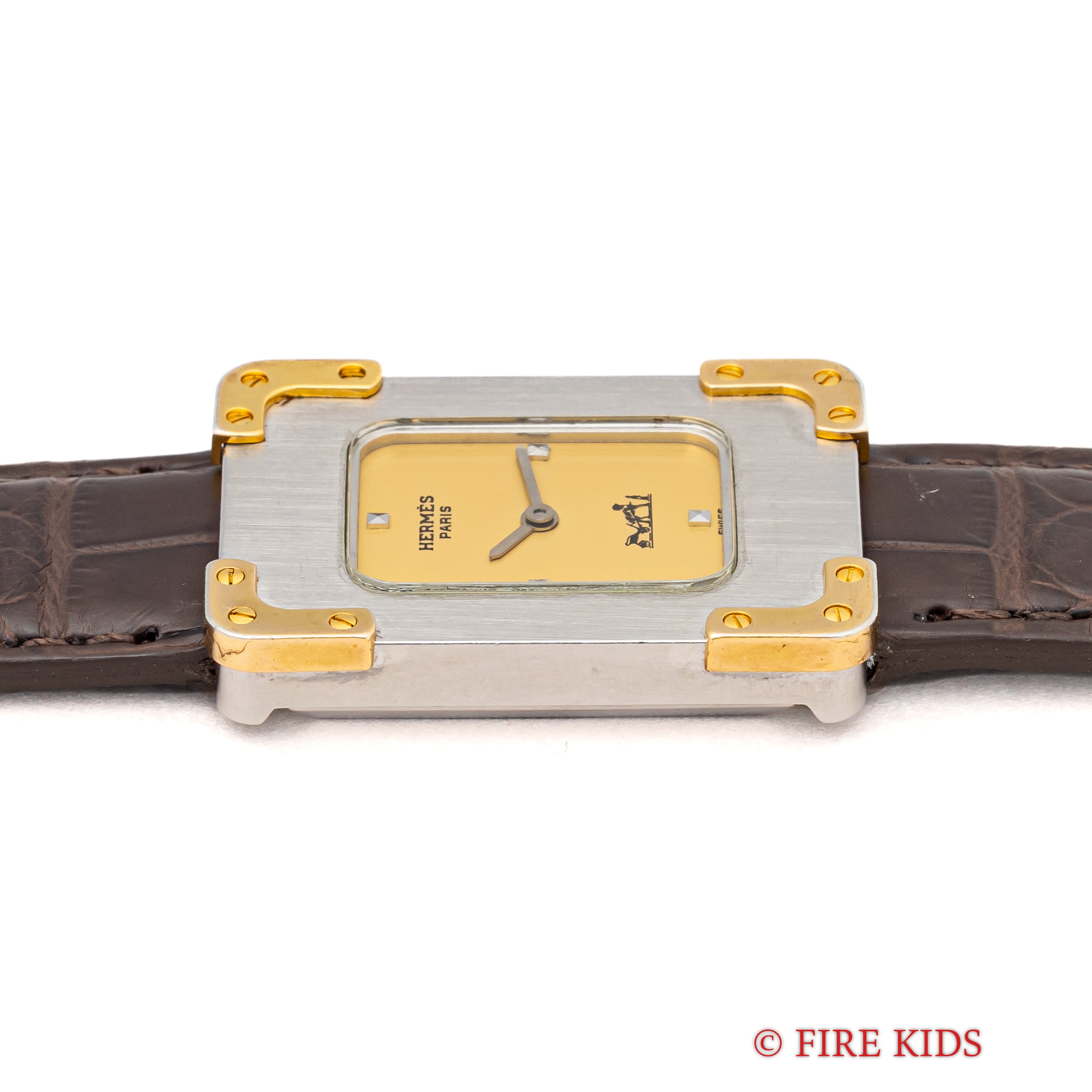 エルメス クロアジュール レクタンギュラー アイボリーダイアル 手巻き 1980年代製