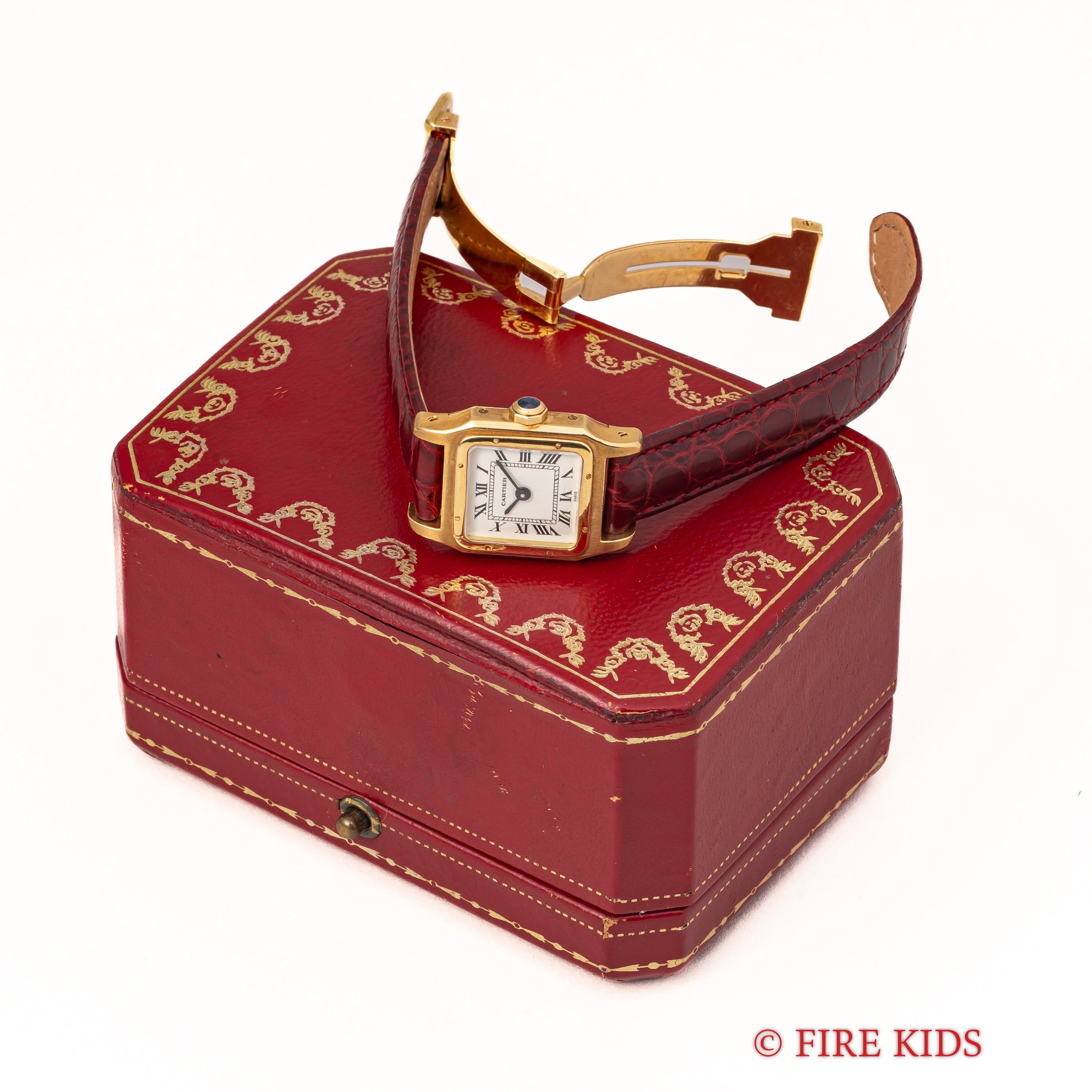 カルティエ 18金無垢サントスデュモン SMサイズ 手巻 PARISダイヤル 18金無垢イエローゴールド純正Dバックル付き