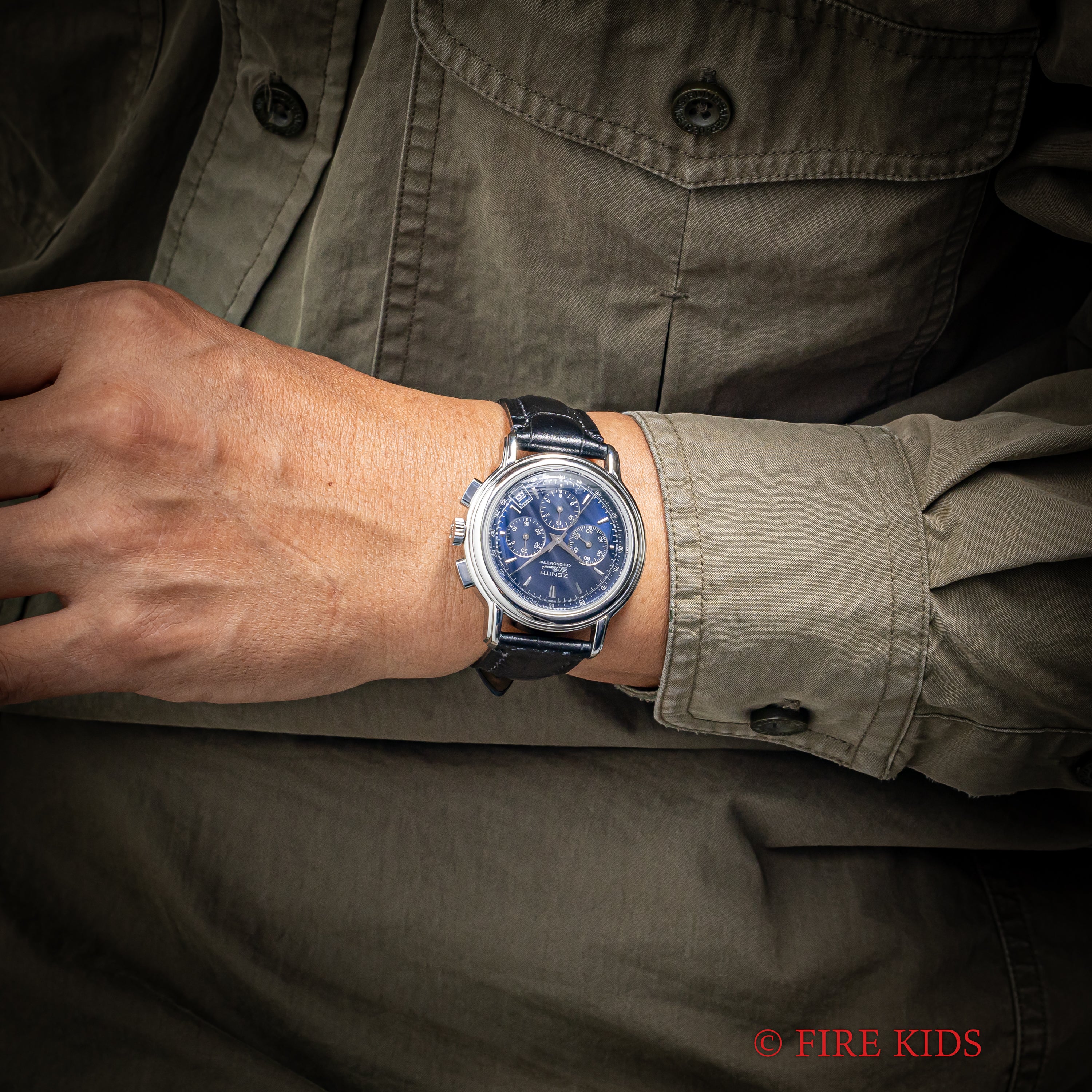 ゼニス エルプリメロ クロノマスター 1995年製 ブルーダイヤル クロノメーター自動巻クロノグラフ スケルトンバック