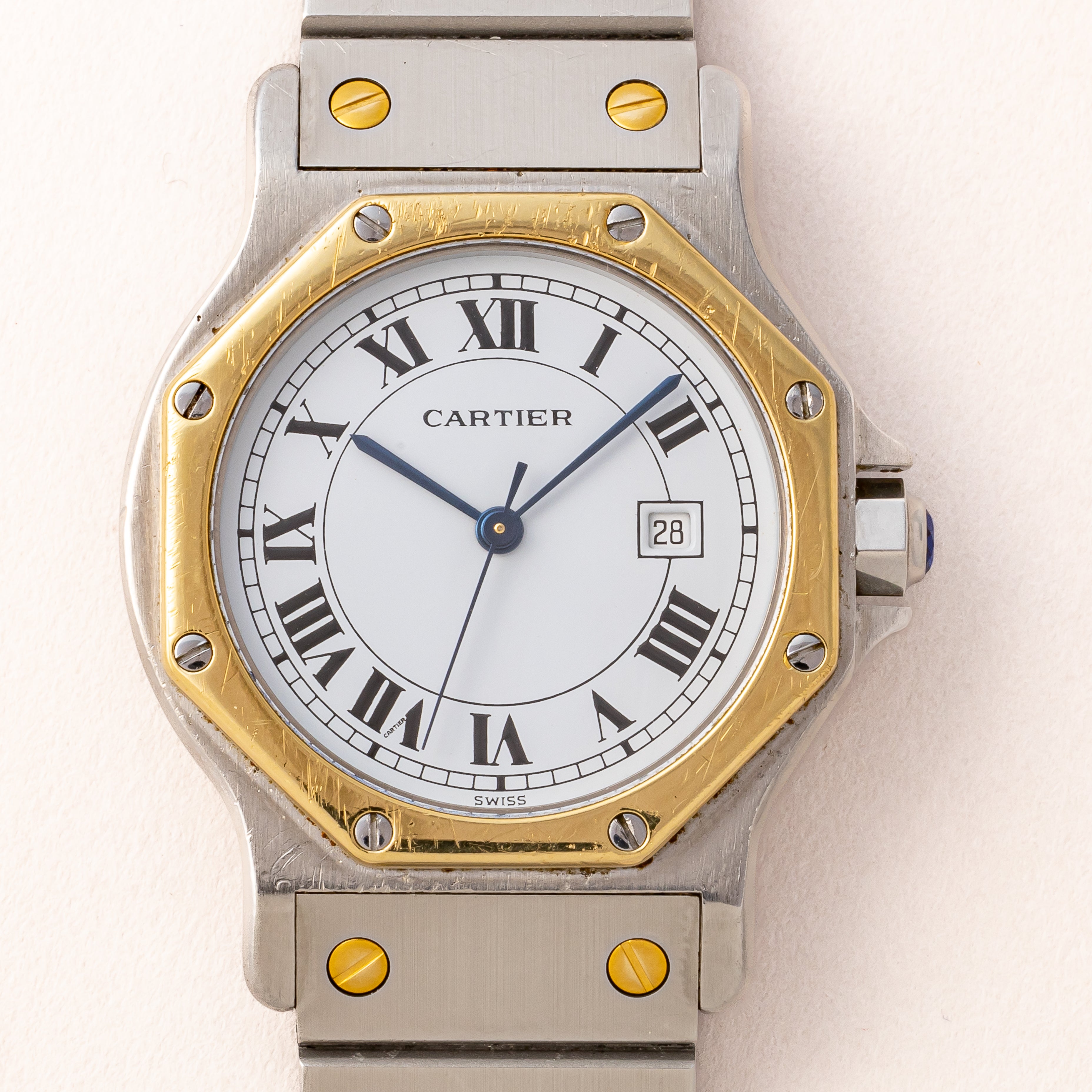 カルティエ サントスオクタゴン LMサイズ 1980年代製 コンビ