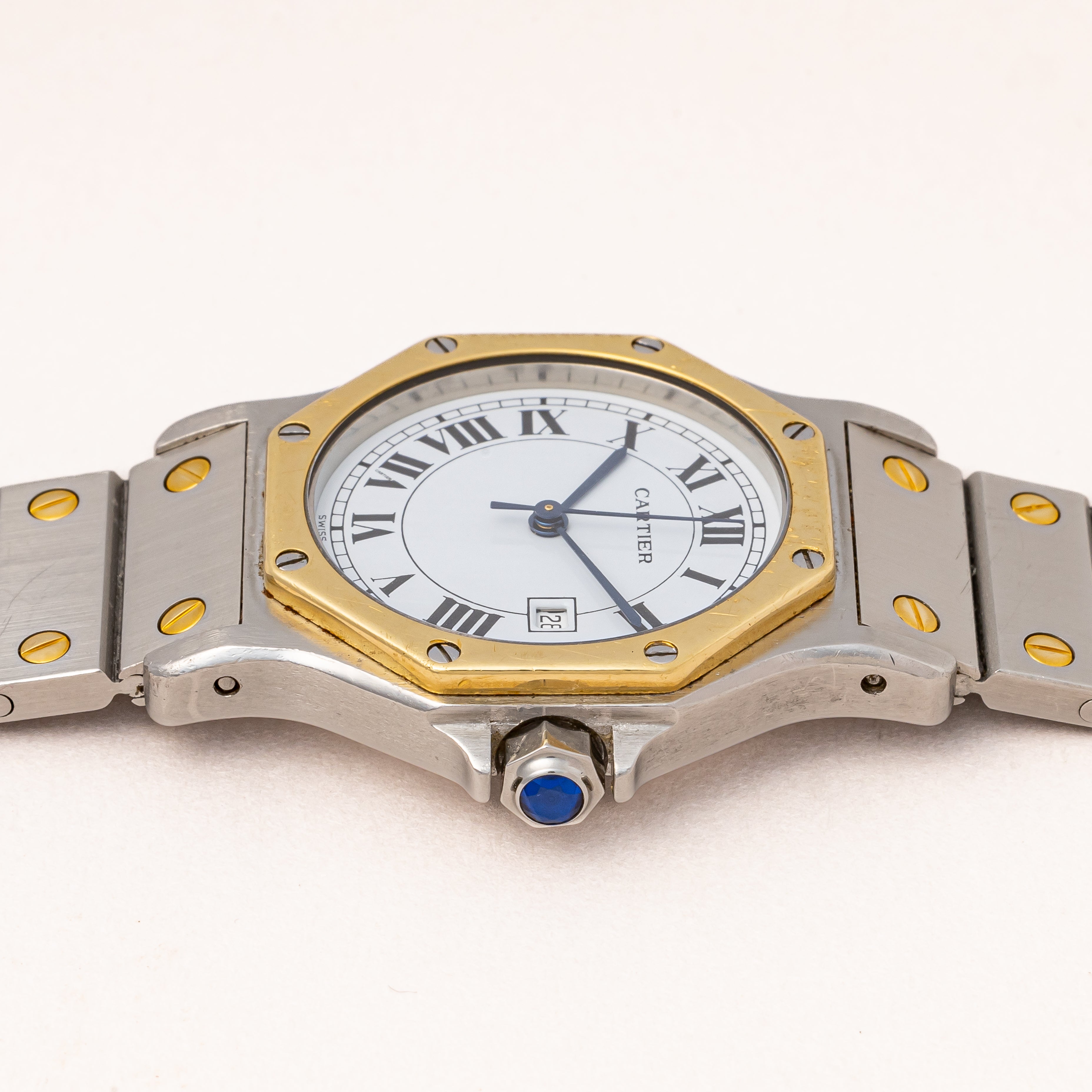 カルティエ サントスオクタゴン LMサイズ 1980年代製 コンビ