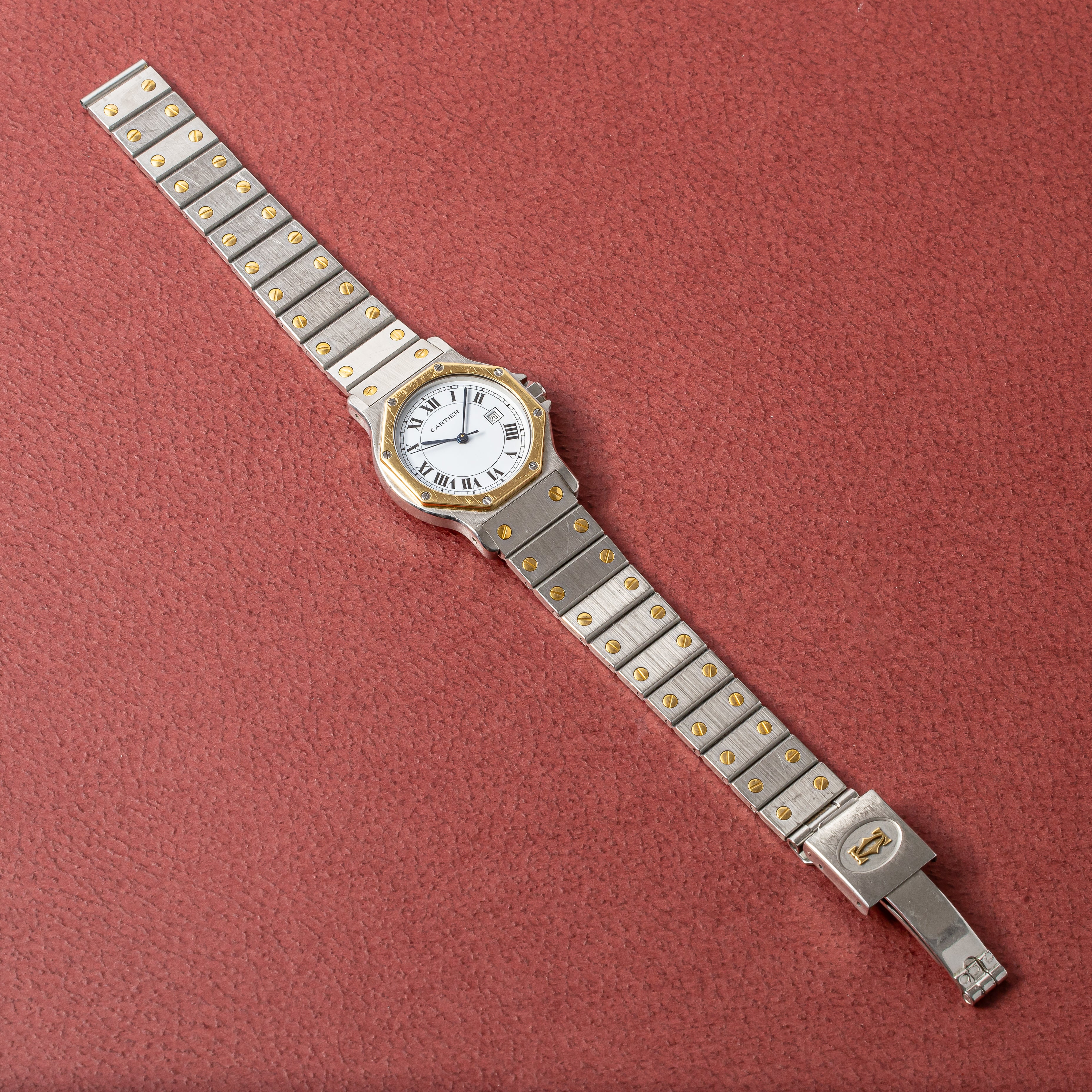 カルティエ サントスオクタゴン LMサイズ 1980年代製 コンビ