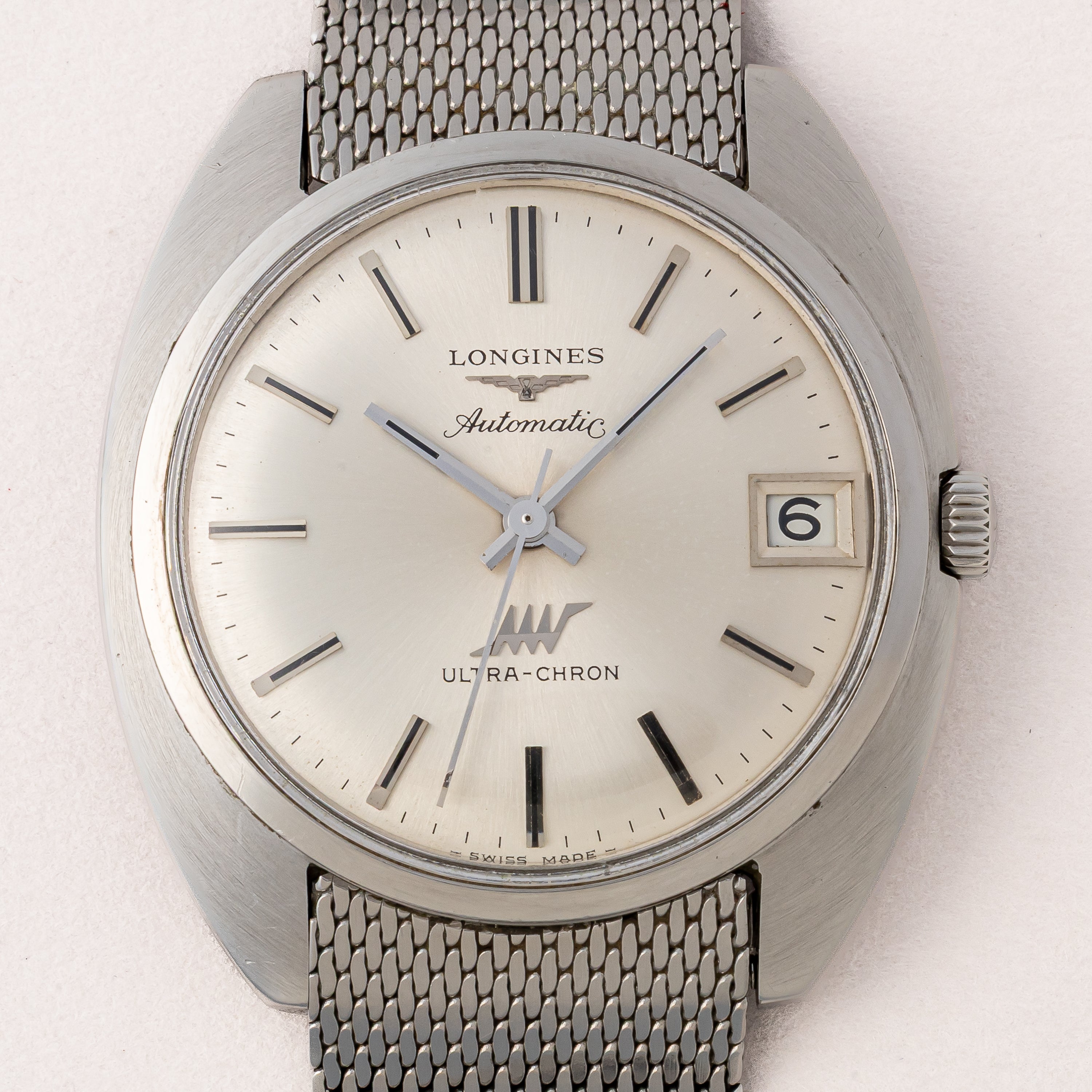 LONGINES ウルトラクロン シルバーダイヤル 純正メッシュブレス付き 10振動自動巻き