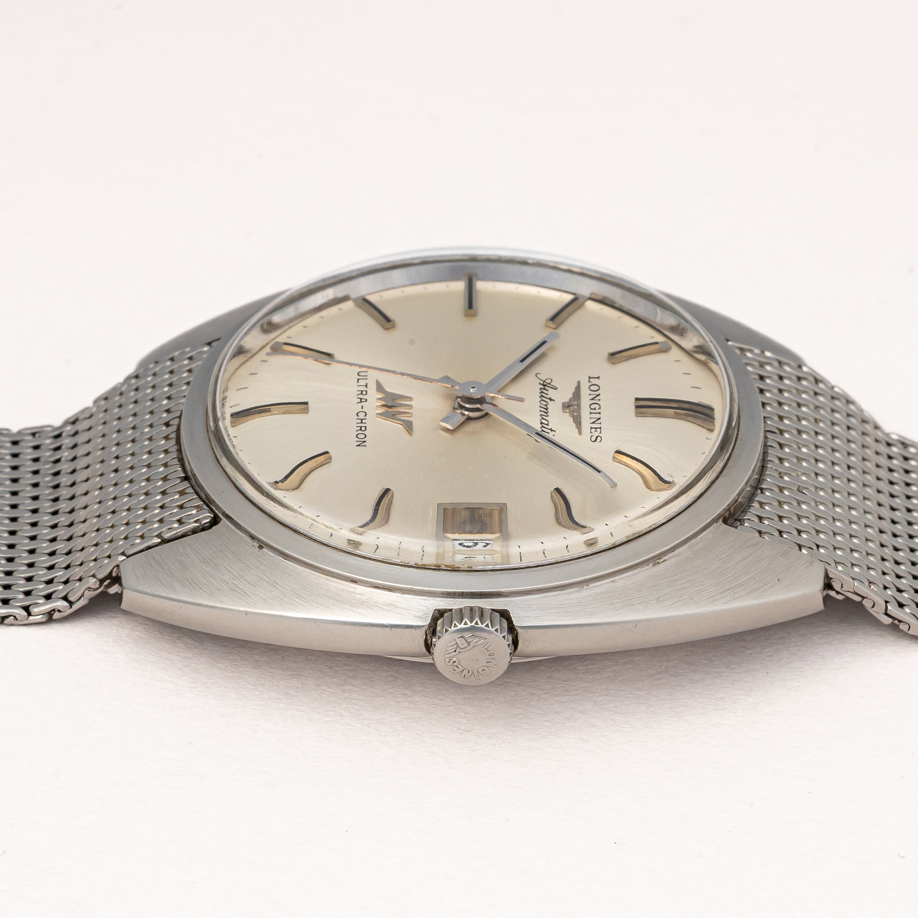 LONGINES ウルトラクロン シルバーダイヤル 純正メッシュブレス付き 10振動自動巻き