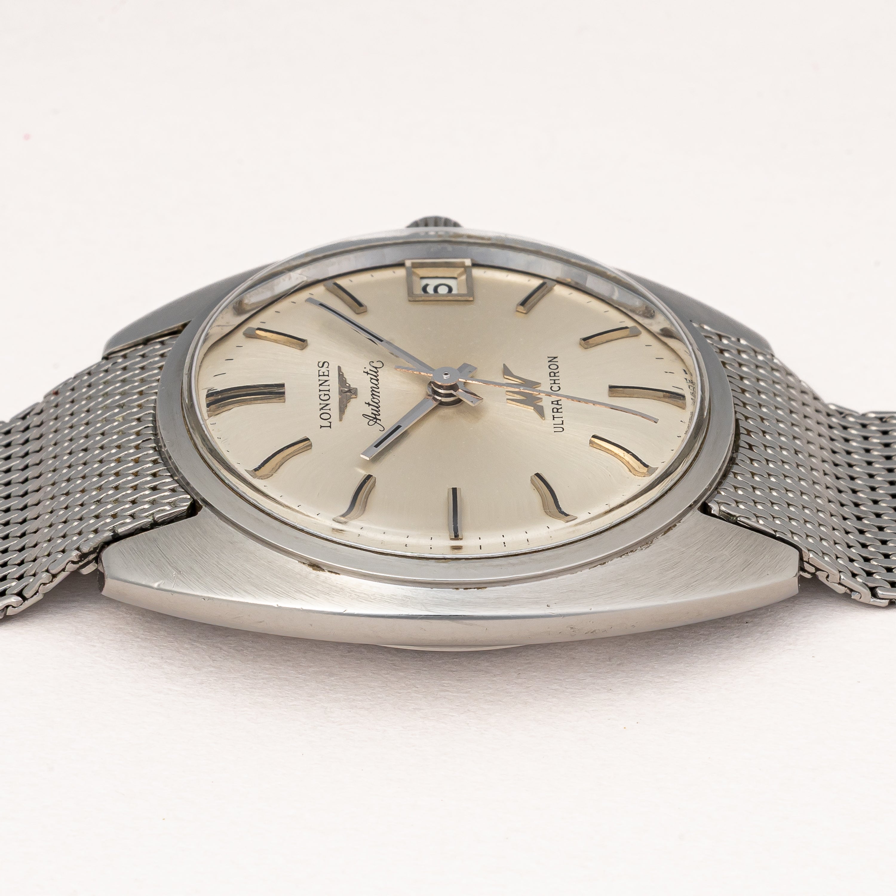 LONGINES ウルトラクロン シルバーダイヤル 純正メッシュブレス付き 10振動自動巻き