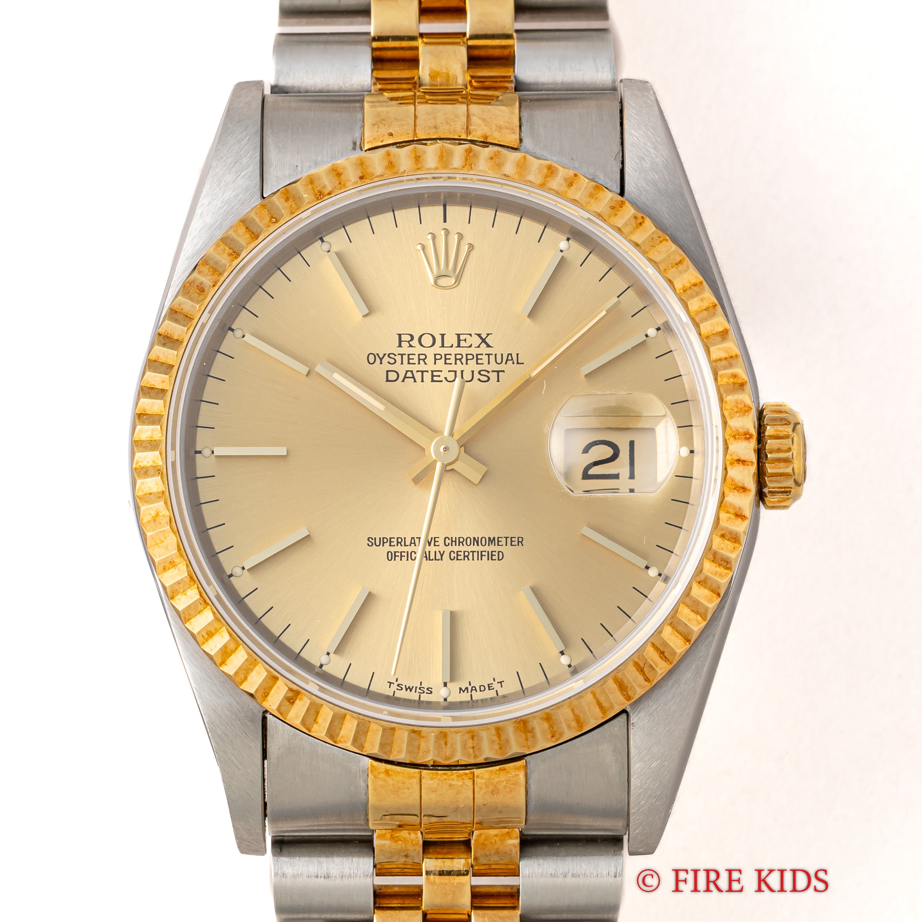 ロレックス デイトジャスト36 コンビ Ref.16233 シャンパンダイヤル 1991年製 箱、ギャランティ、冊子付