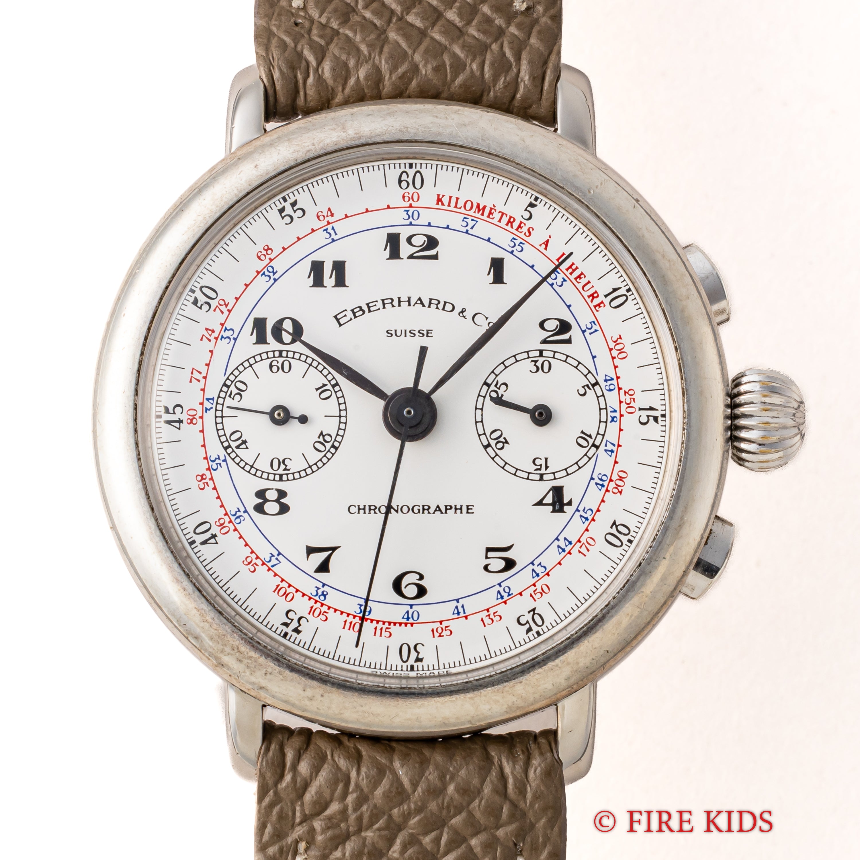 エベラール 2レジスタークロノグラフ 銀無垢ケース 1990年代製 手巻 Cal.レマニア1872 純正尾錠