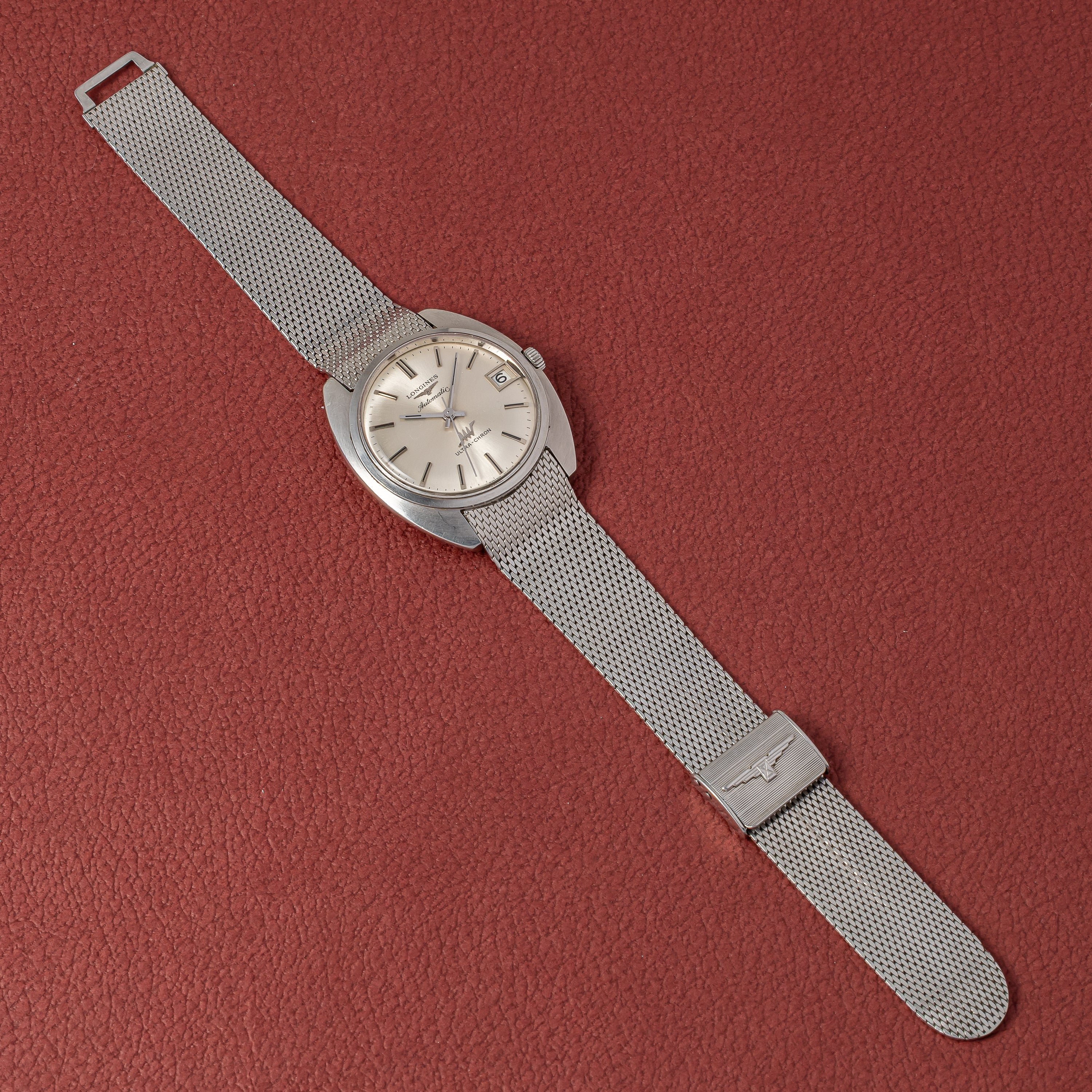 LONGINES ウルトラクロン シルバーダイヤル 純正メッシュブレス付き 10振動自動巻き