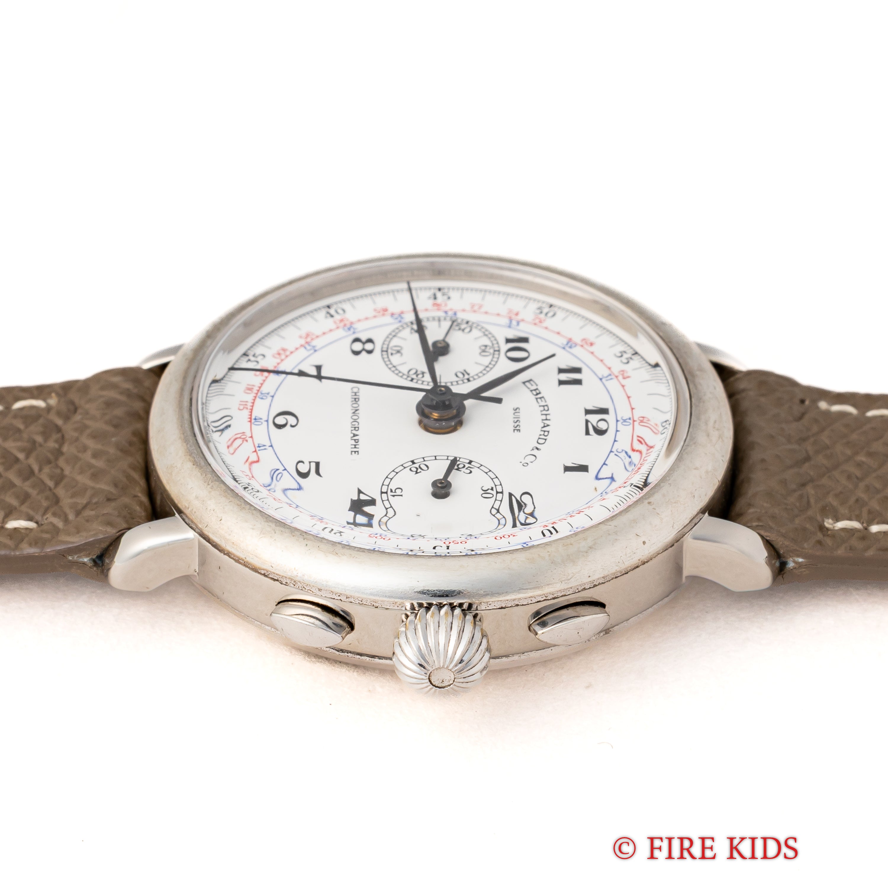 エベラール 2レジスタークロノグラフ 銀無垢ケース 1990年代製 手巻 Cal.レマニア1872 純正尾錠