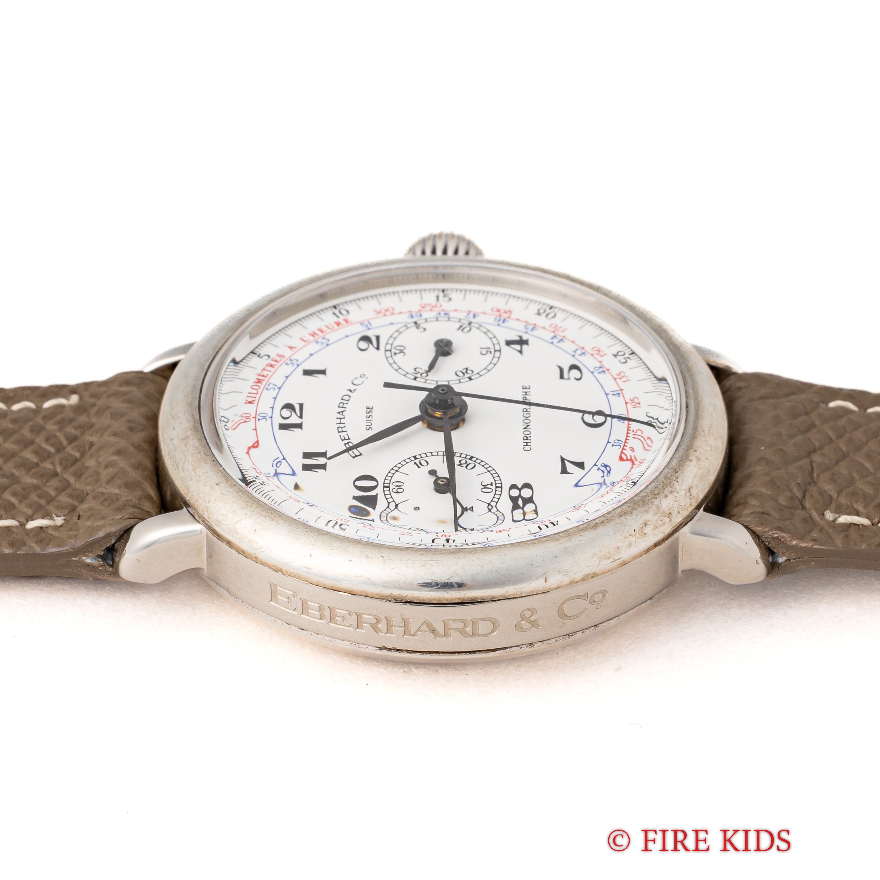 エベラール 2レジスタークロノグラフ 銀無垢ケース 1990年代製 手巻 Cal.レマニア1872 純正尾錠