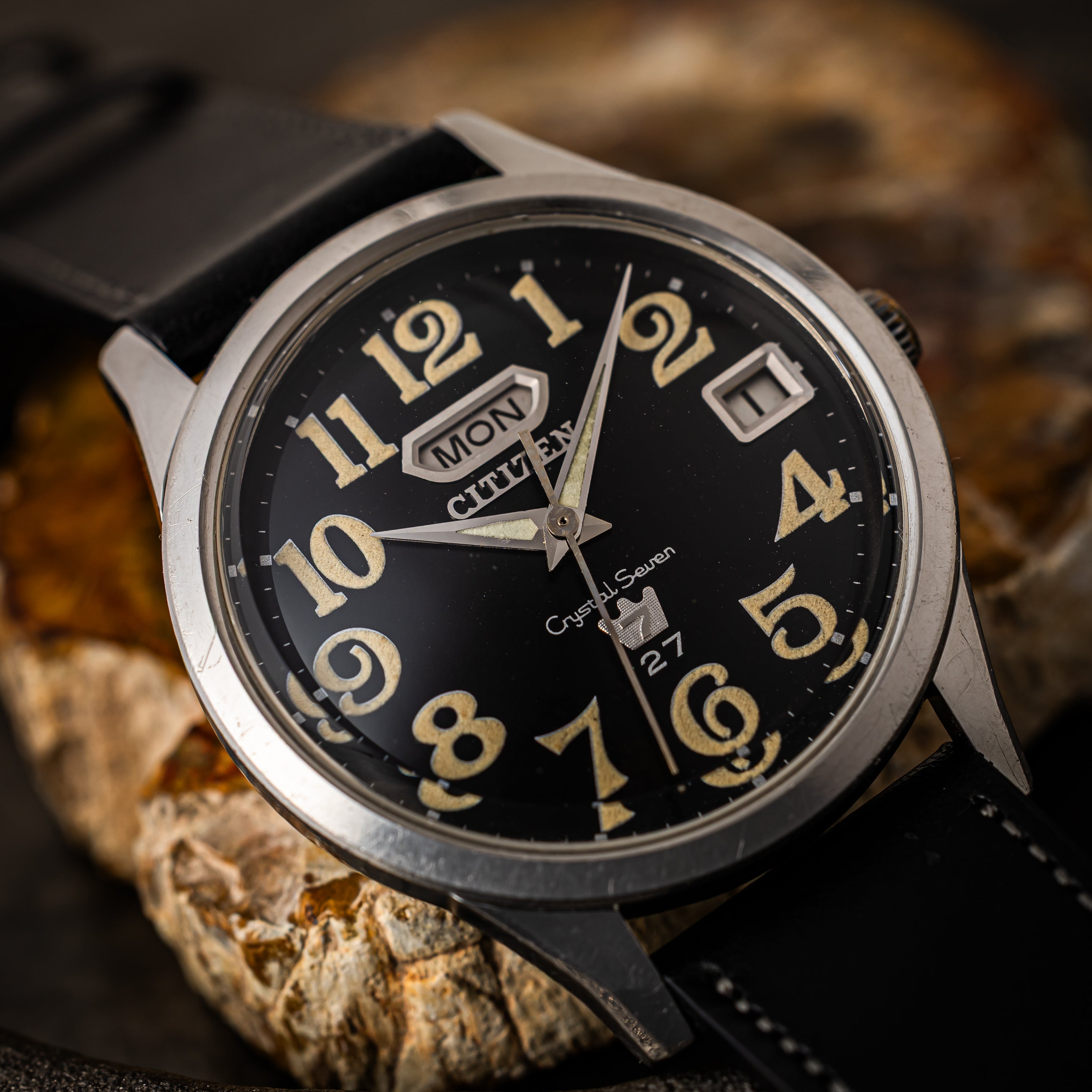 シチズン クリスタルセブン 1967年製 Ref.ACSS3008-Y ブラックアラビアダイヤル