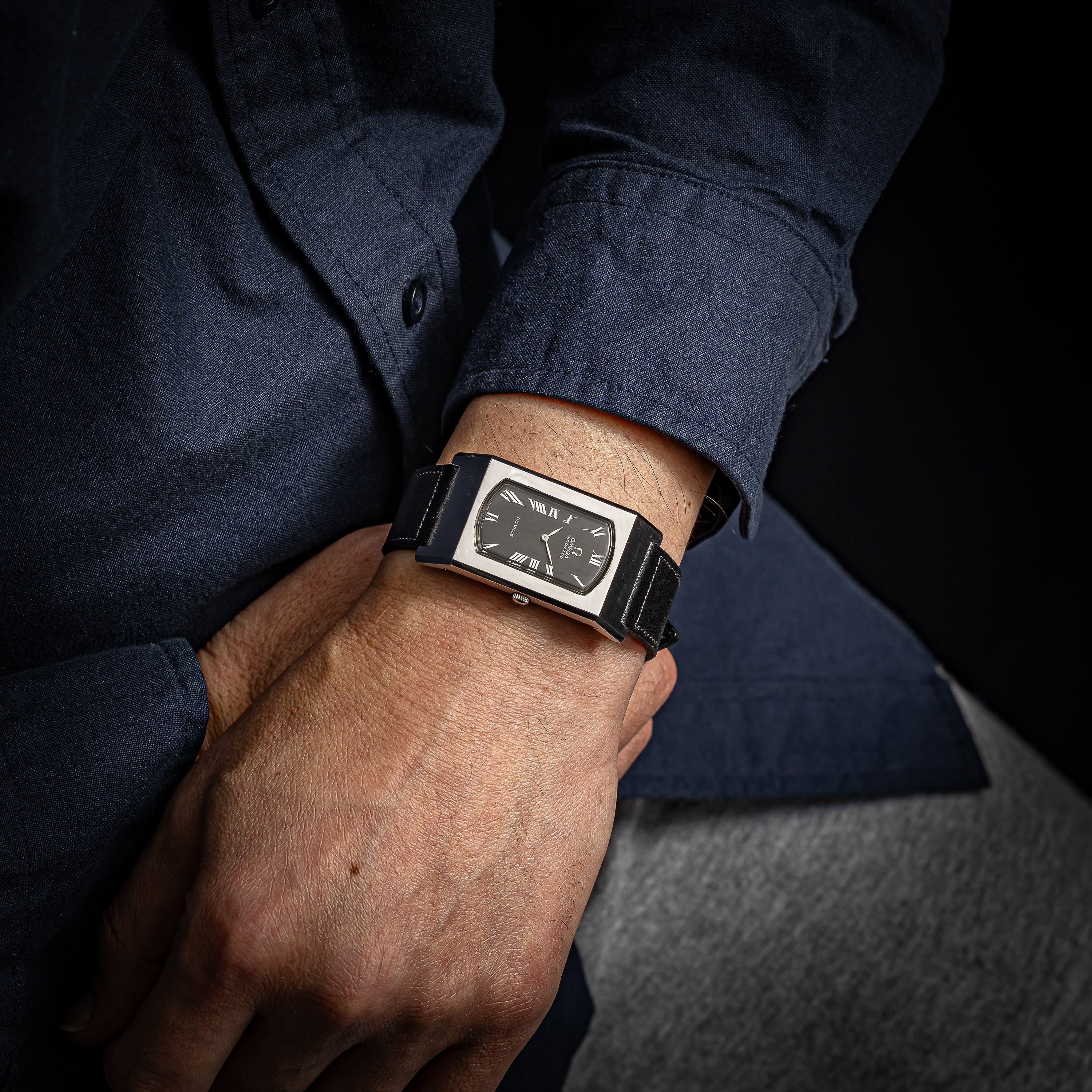 オメガ デ・ヴィル 1972年製 レクタンギュラー 自動巻 グレーダイヤル Ref.155.006