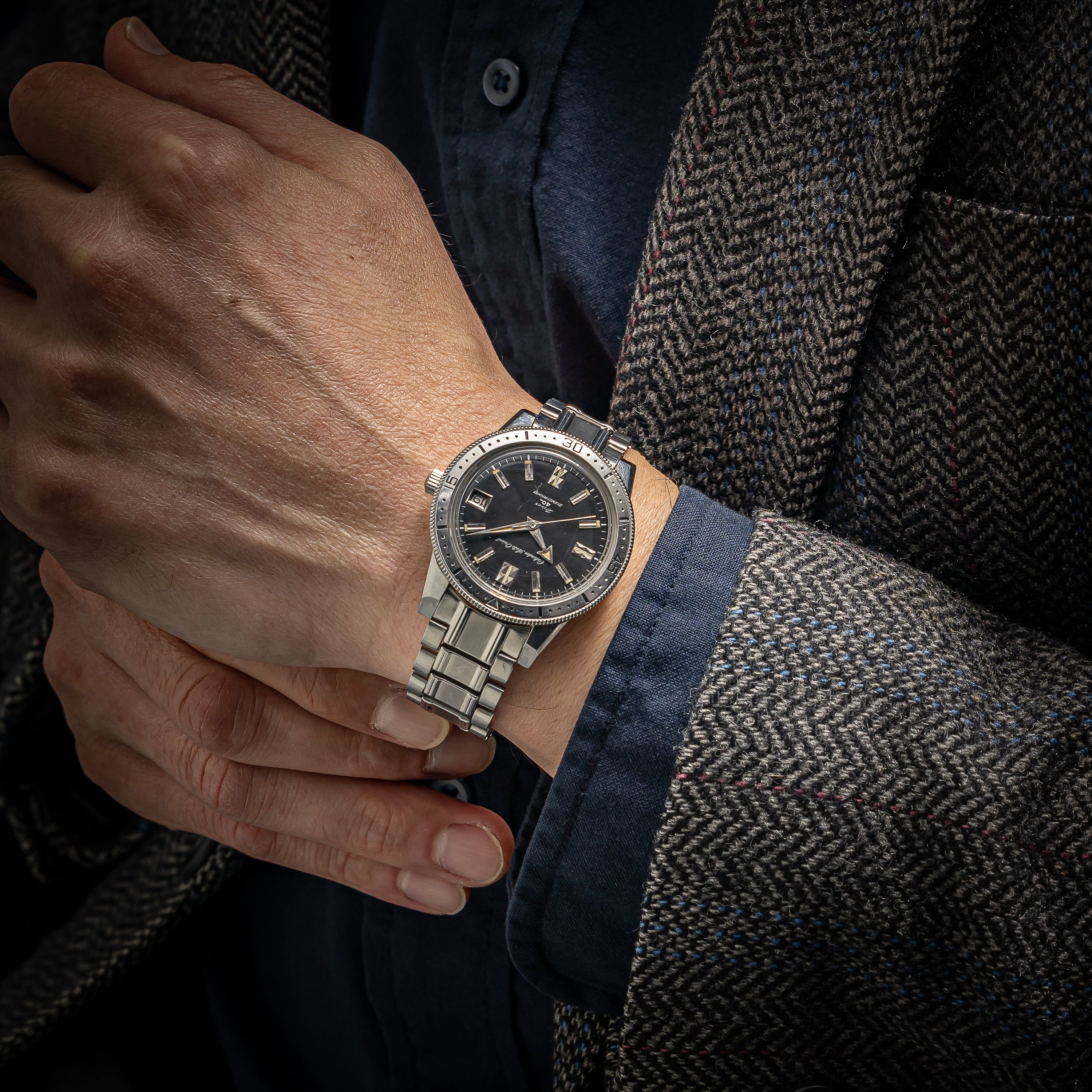 オリエント カレンダーオート 1960年代製 ダイバーズウォッチ ブラックダイヤル アローハンド