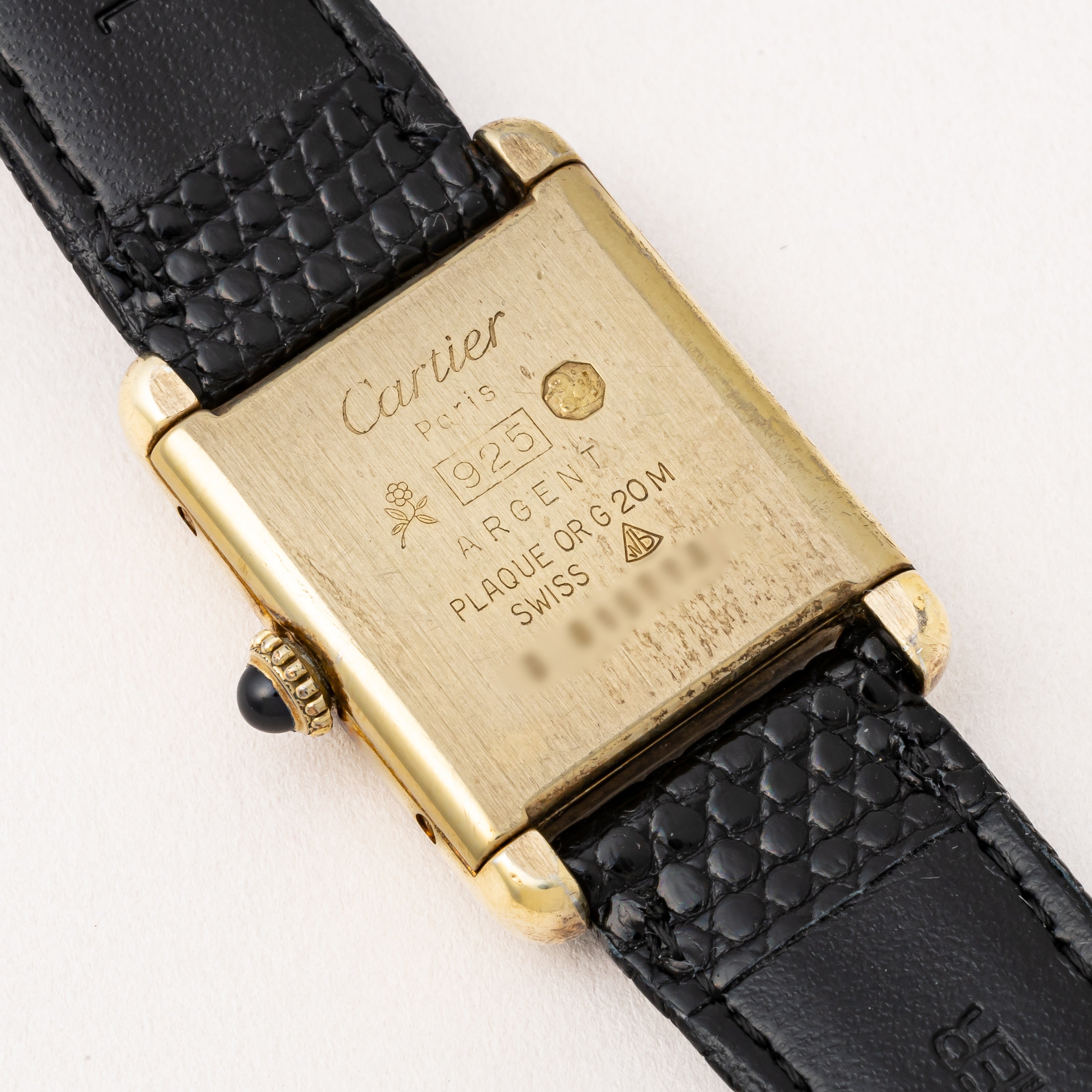 カルティエ マストタンク 1980年代製 SMサイズ ラピスブルーダイヤル 純正尾錠付き