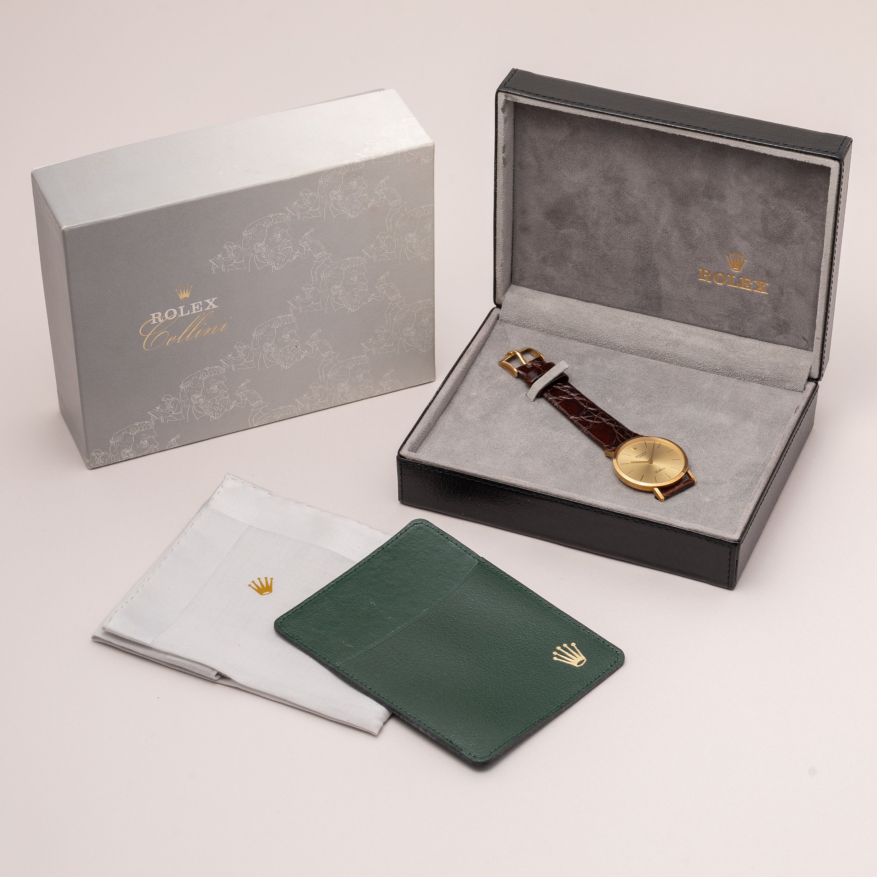 ロレックス チェリーニ ラウンドケース 1990年~1991年製 Ref.4112 18金イエローゴールド 箱、ポーチ付き