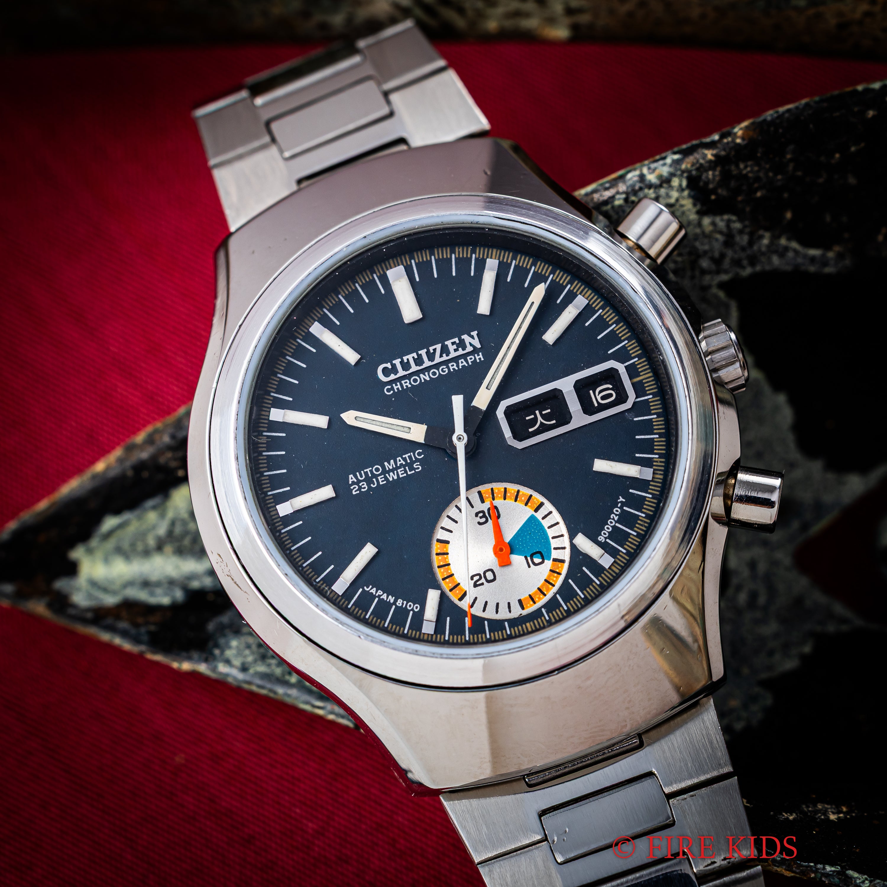 シチズン チャレンジタイマー 1972年製 ブラックダイヤル 自動巻きフライバッククロノグラフ 純正ブレス