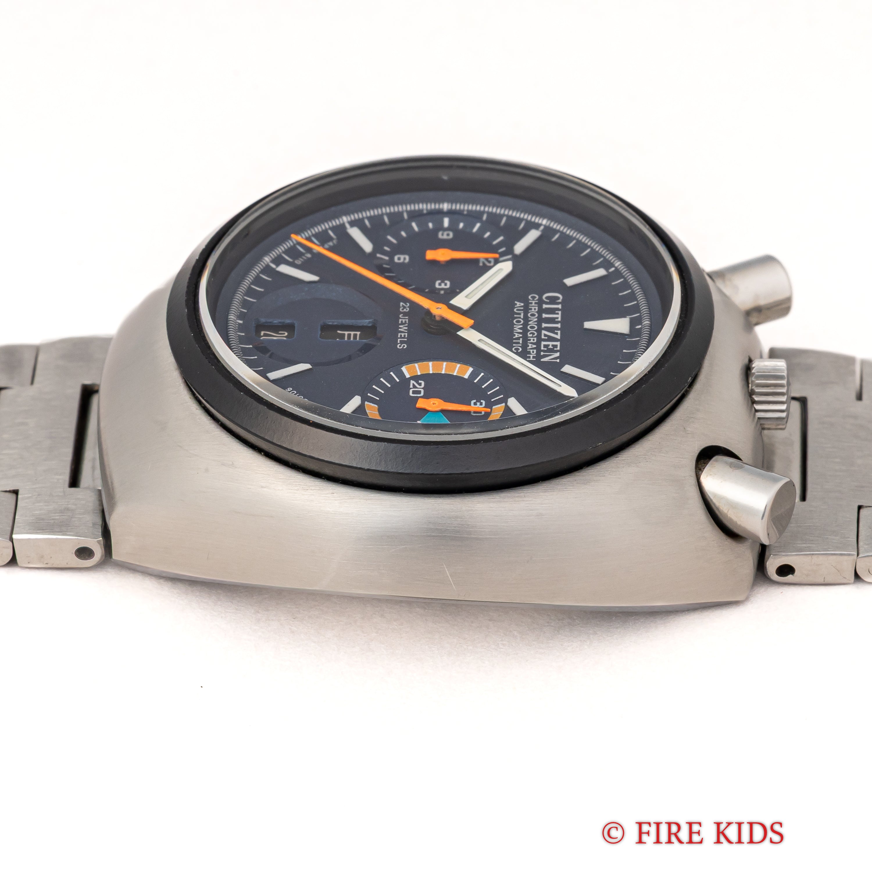 シチズン ツノクロノ チャレンジタイマー 1973年製 ダークブルーダイヤル 自動巻きクロノグラフ 純正ブレス