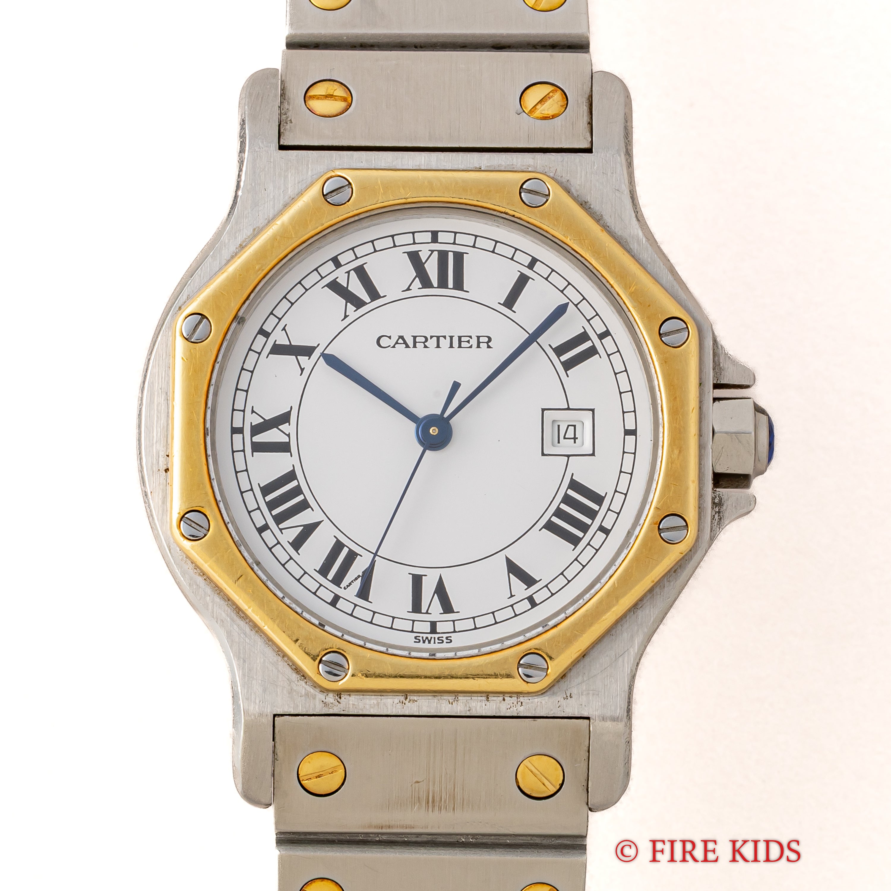 カルティエ サントスオクタゴン LMサイズ 1980年代製 コンビ 純正ブレス