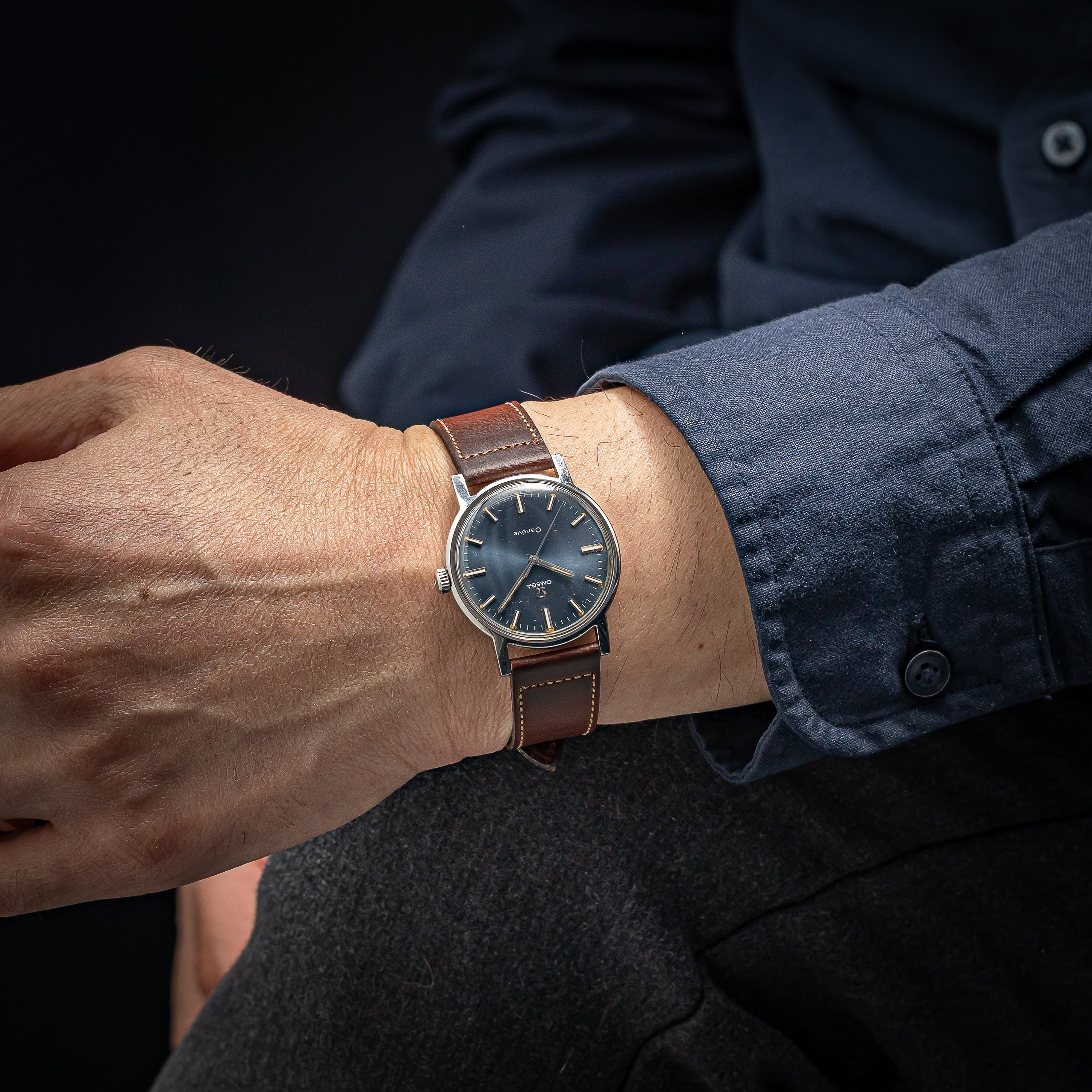 オメガ ジュネーブ Ref.135.070 1969年製 ブルー Cal.601 手巻き