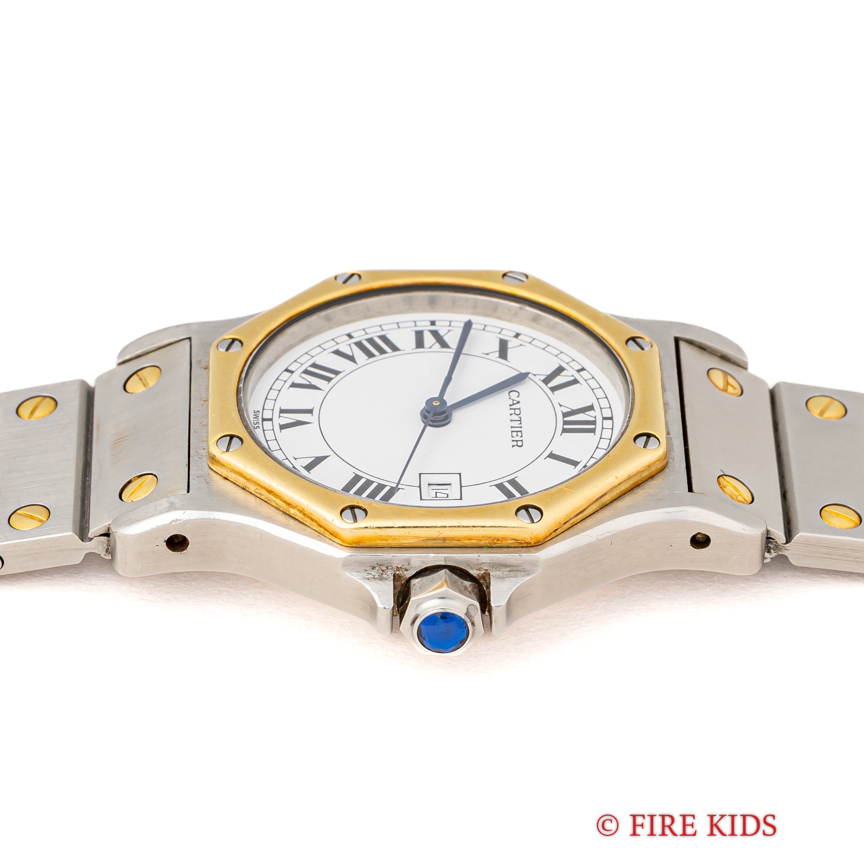 カルティエ サントスオクタゴン LMサイズ 1980年代製 コンビ 純正ブレス