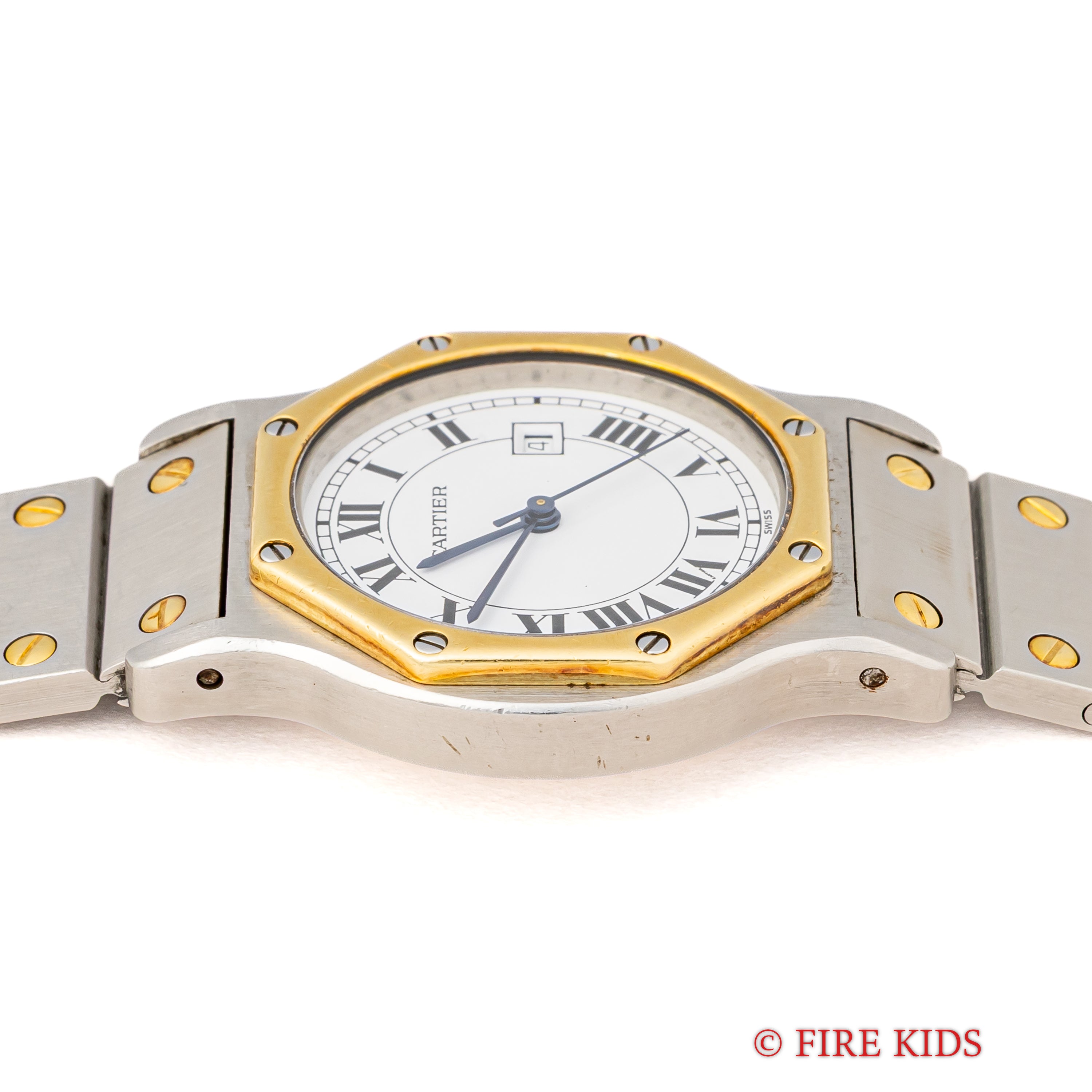 カルティエ サントスオクタゴン LMサイズ 1980年代製 コンビ 純正ブレス