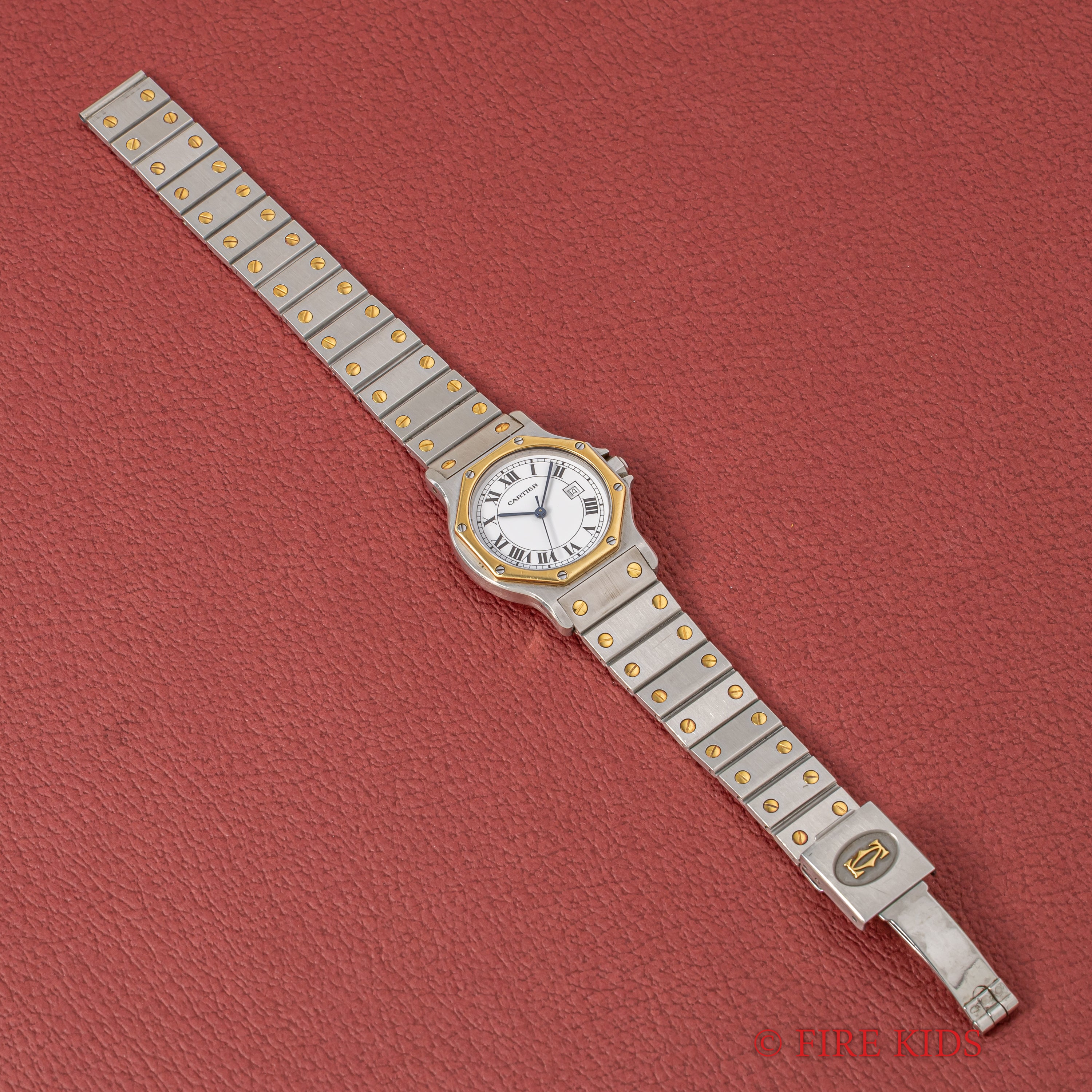 カルティエ サントスオクタゴン LMサイズ 1980年代製 コンビ 純正ブレス